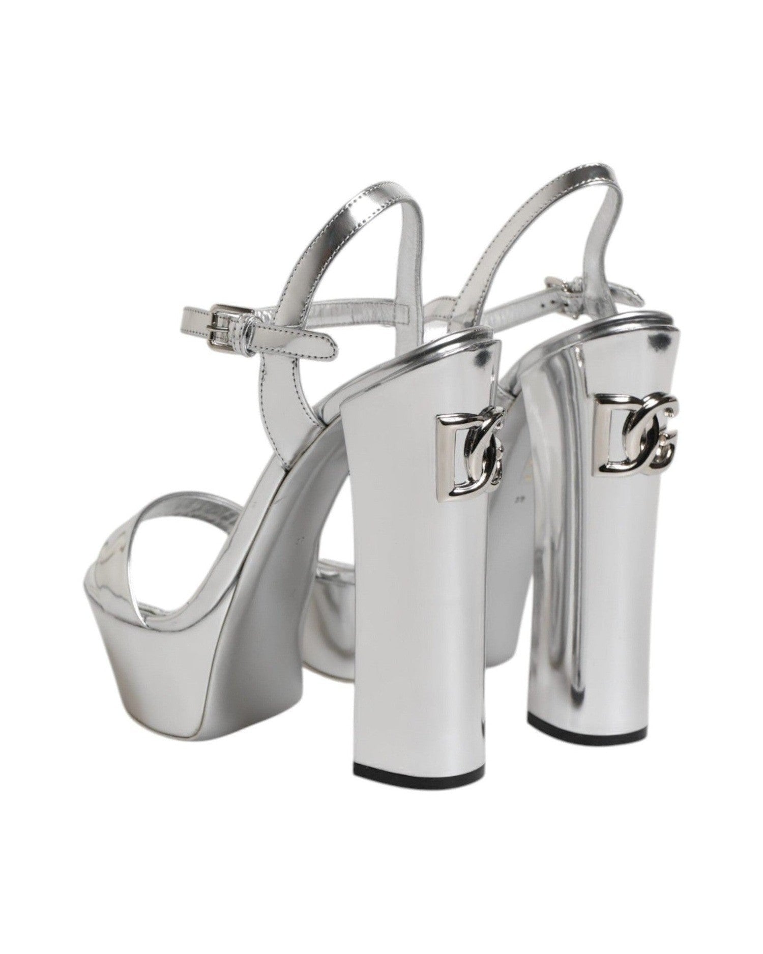 Dolce & Gabbana Silver Leather Platform Keira Sandals Shoes Glam Steals