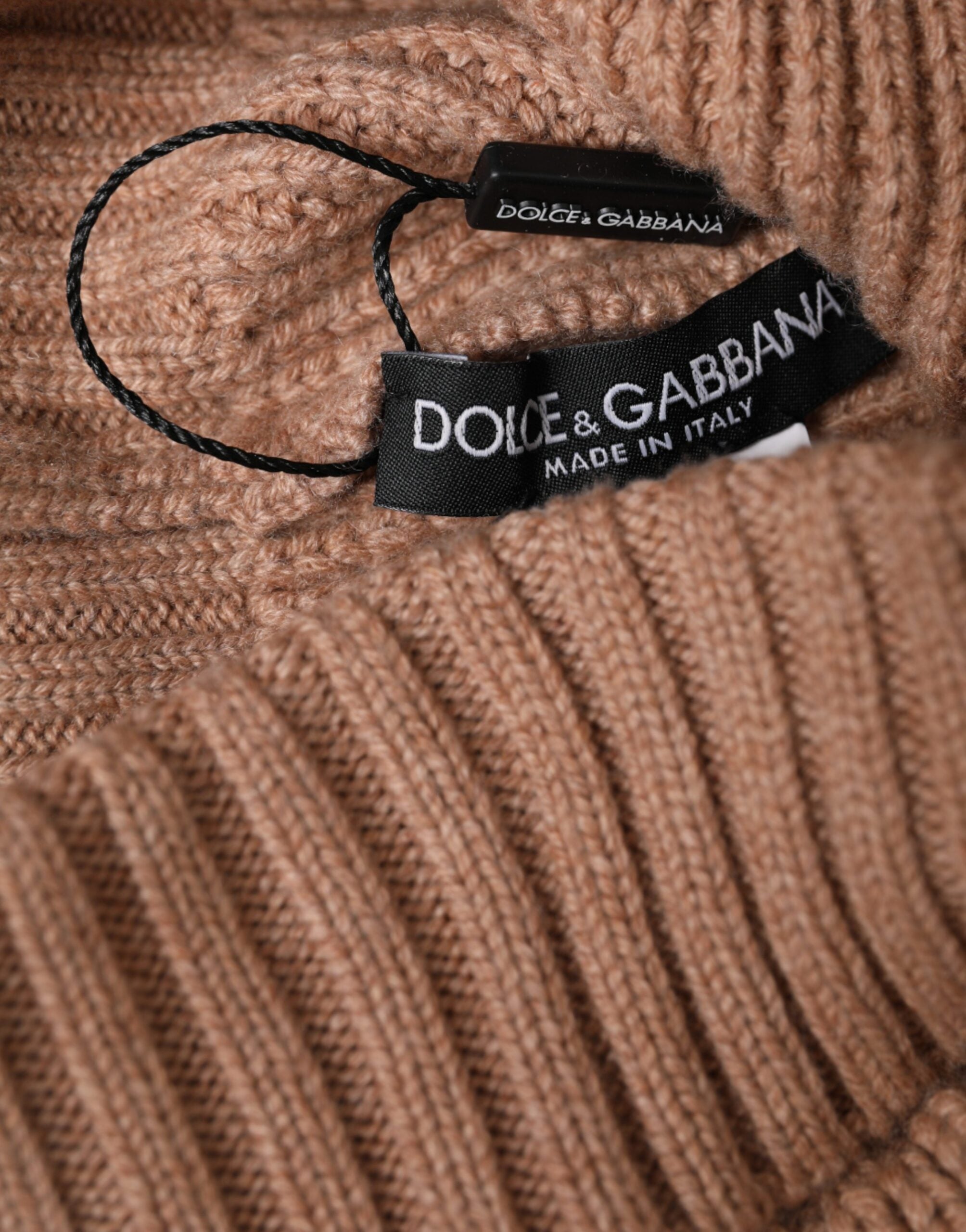 Dolce & Gabbana Solid Knitted Fur Ball Winter Beanie Brown Hat Glam Steals