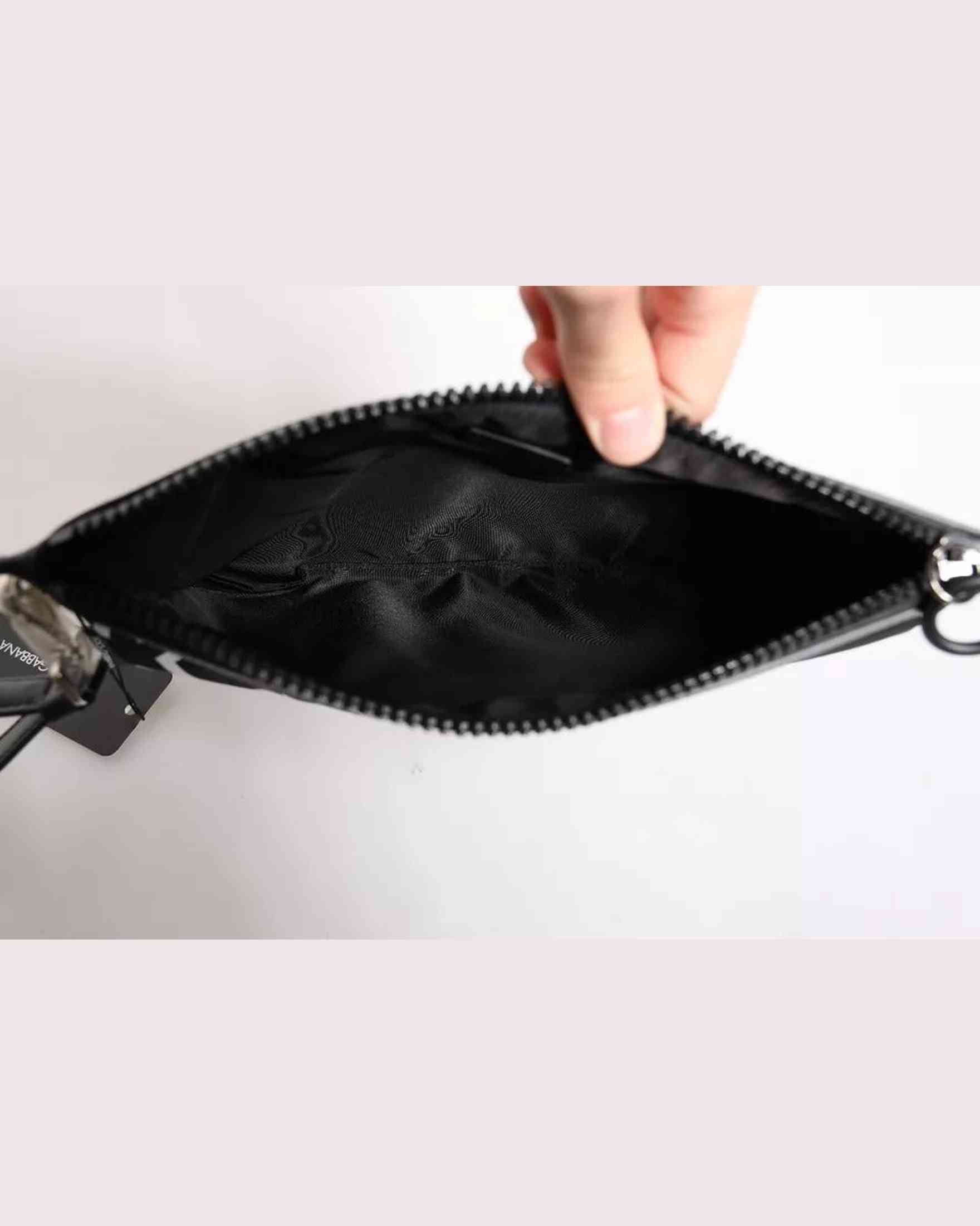Dolce & Gabbana Stars Pattern Clutch Pouch Black White Bag Glam Steals