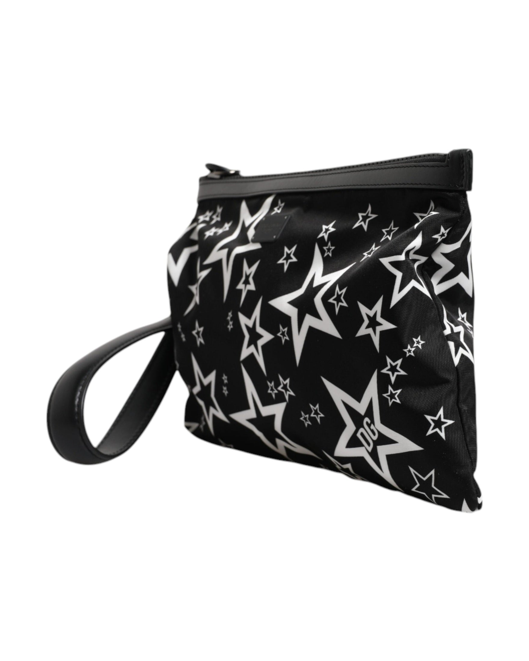 Dolce & Gabbana Stars Pattern Clutch Pouch Black White Bag Glam Steals