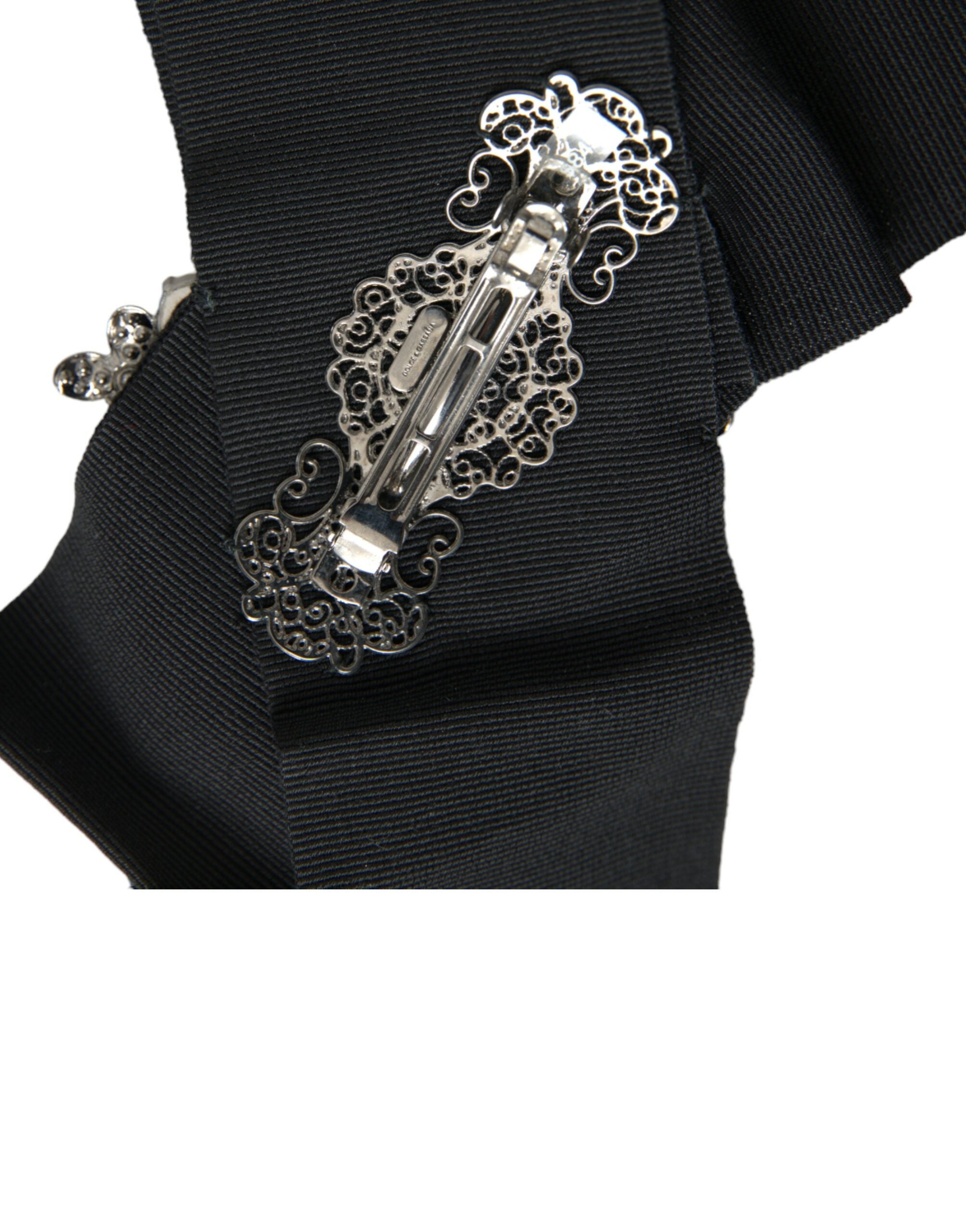 Dolce & Gabbana Swarovski Crystal Embellished Hair Black Clip Glam Steals