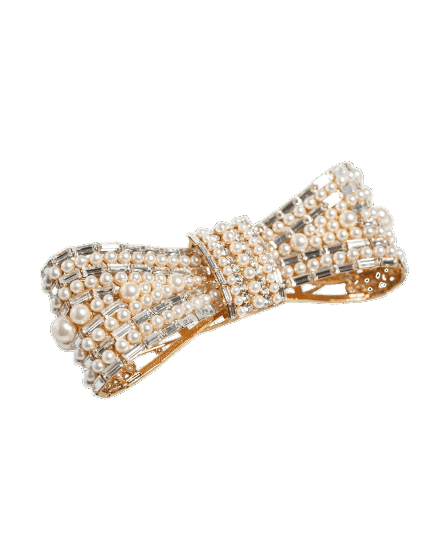 Dolce & Gabbana Gold Tone Brass Bow Crystal Fauxpearl Embellished Brooch Brooches & Lapel Pins