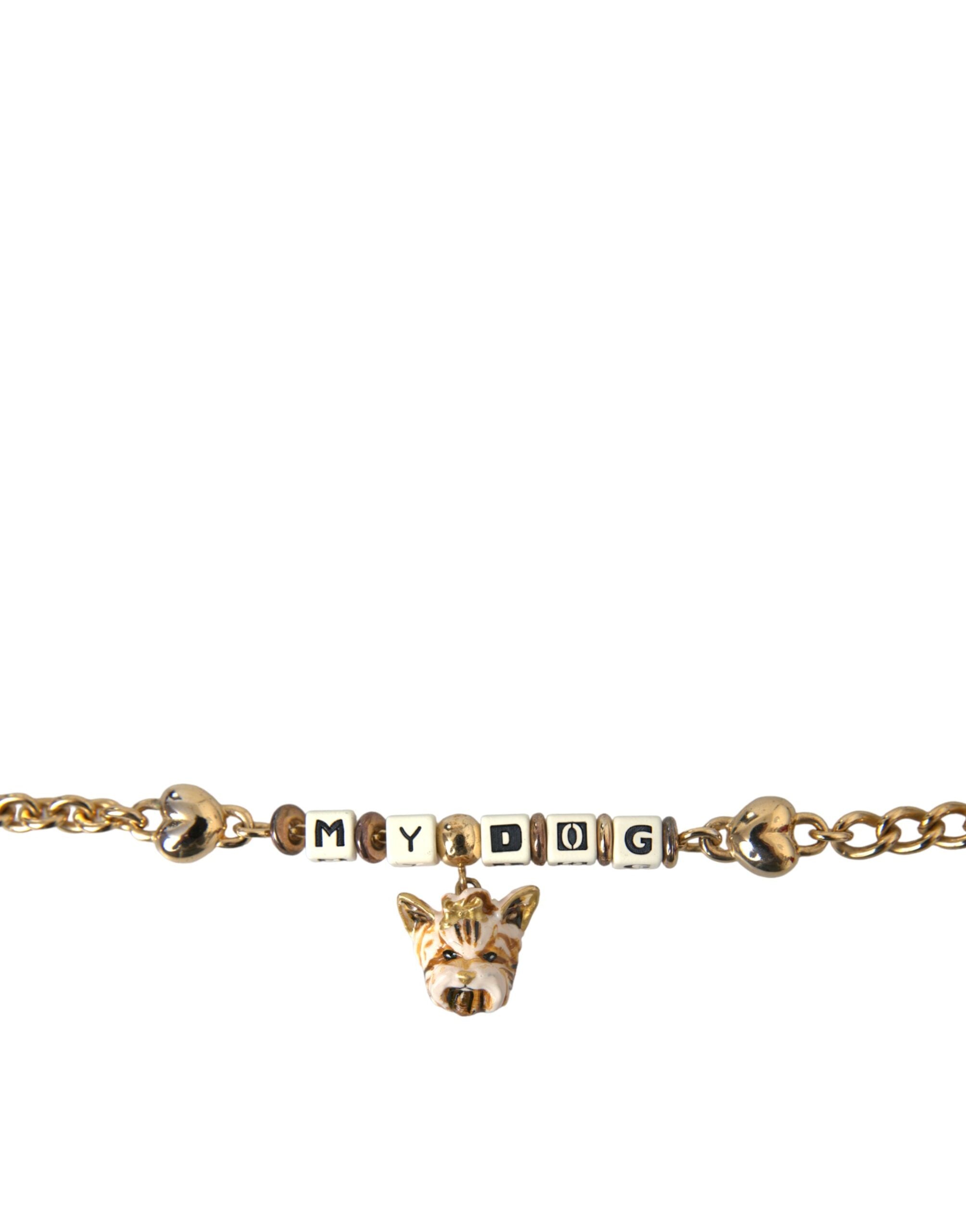 Dolce & Gabbana Tone Brass Chain My Dog Heart Gold Bracelet Glam Steals