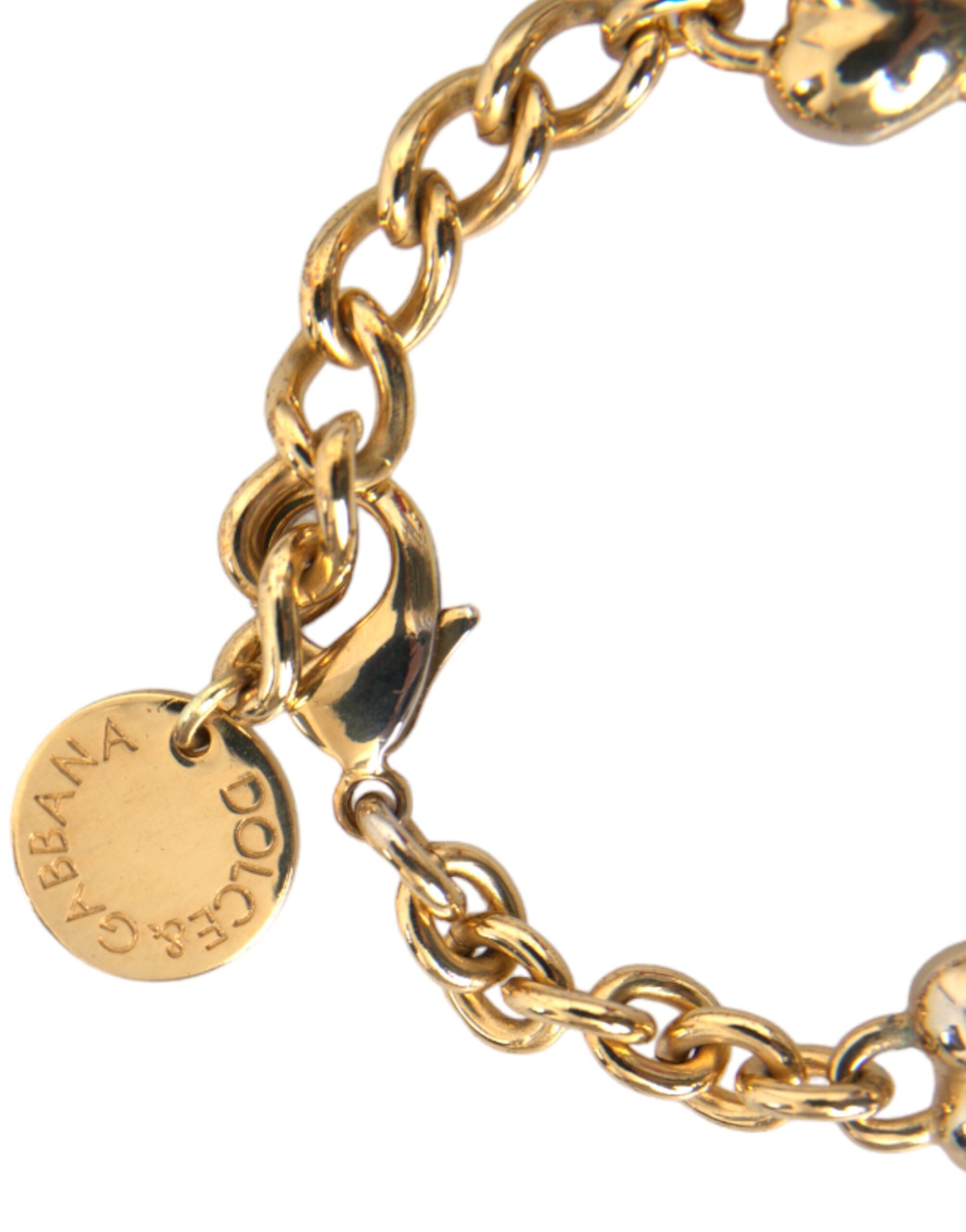 Dolce & Gabbana Tone Brass Chain My Dog Heart Gold Bracelet Glam Steals