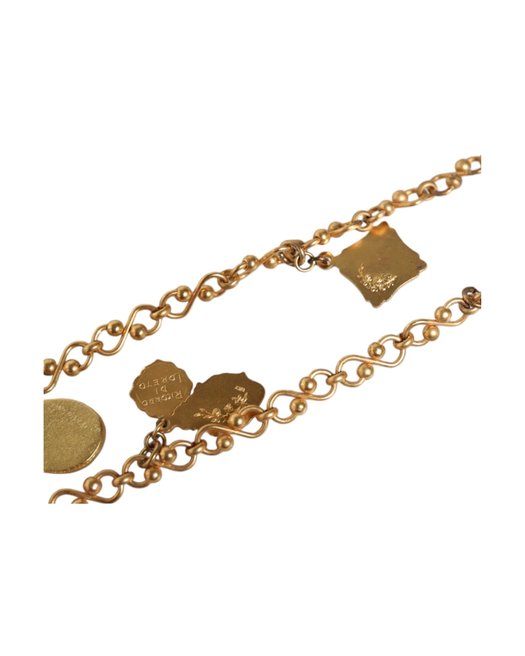 Dolce & Gabbana Tone Brass Chain Religious Cross Pendant Gold Necklace Glam Steals