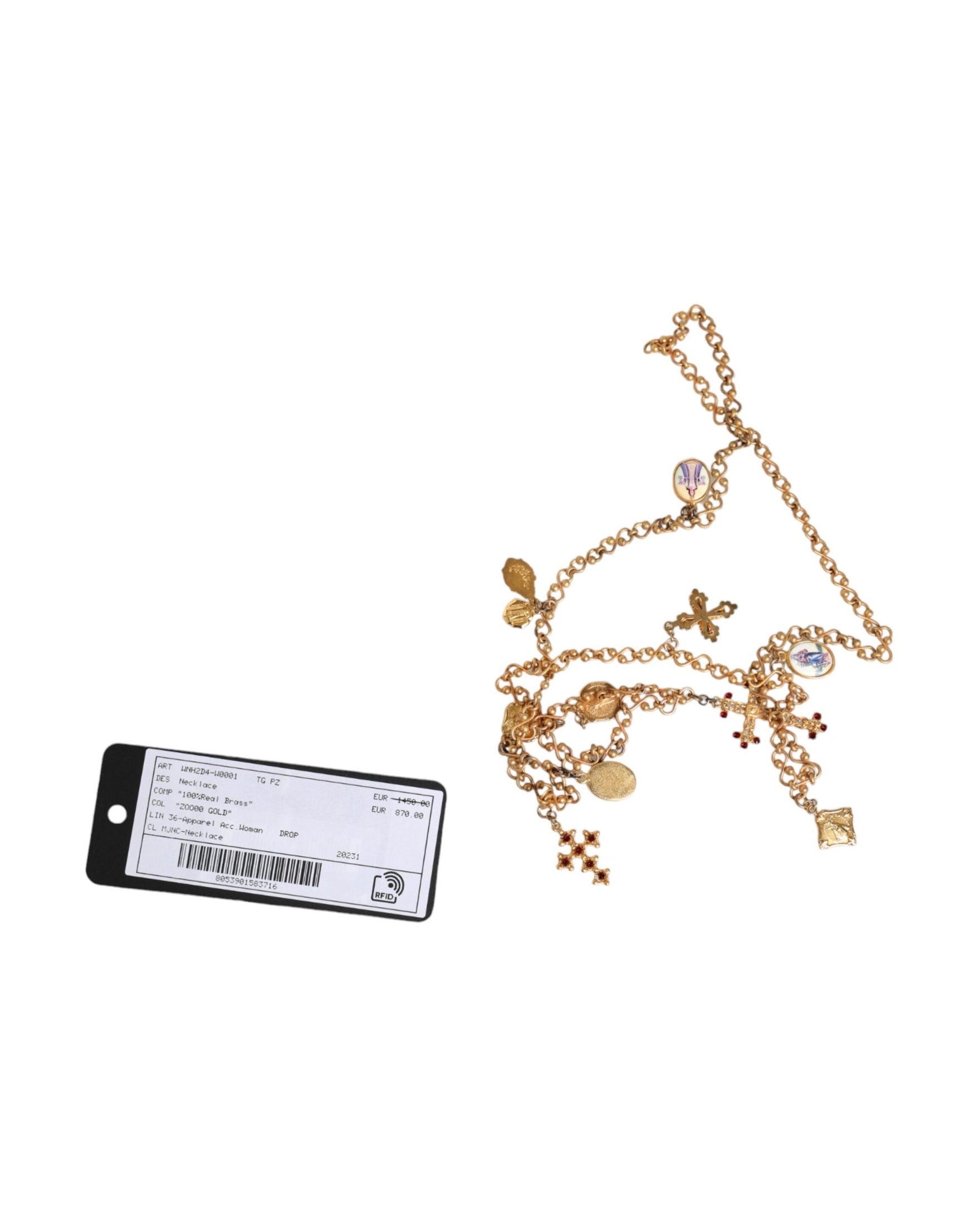 Dolce & Gabbana Tone Brass Chain Religious Cross Pendant Gold Necklace Glam Steals