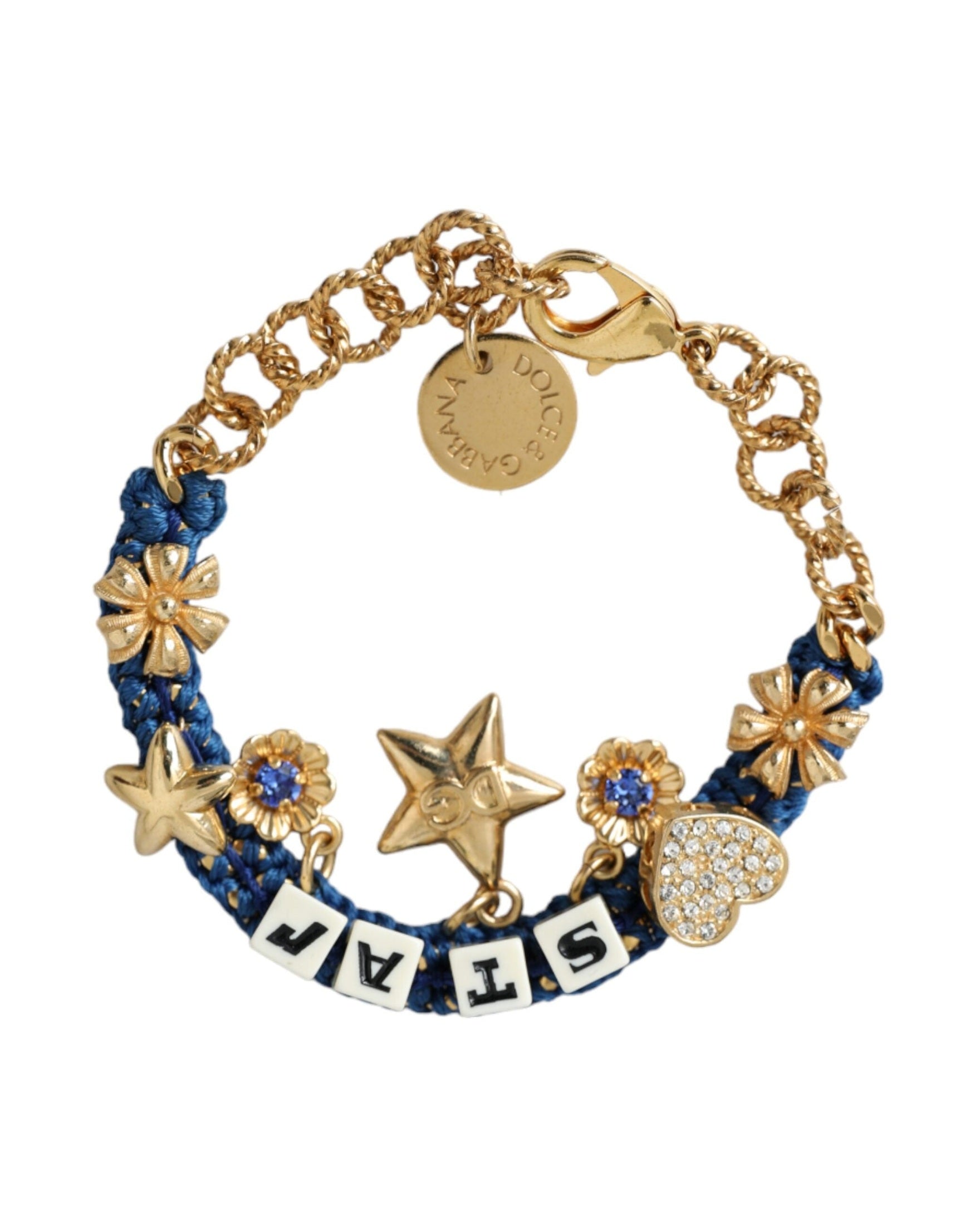 Dolce & Gabbana Tone Brass Chain Star Fashion Gold Bracelet Glam Steals