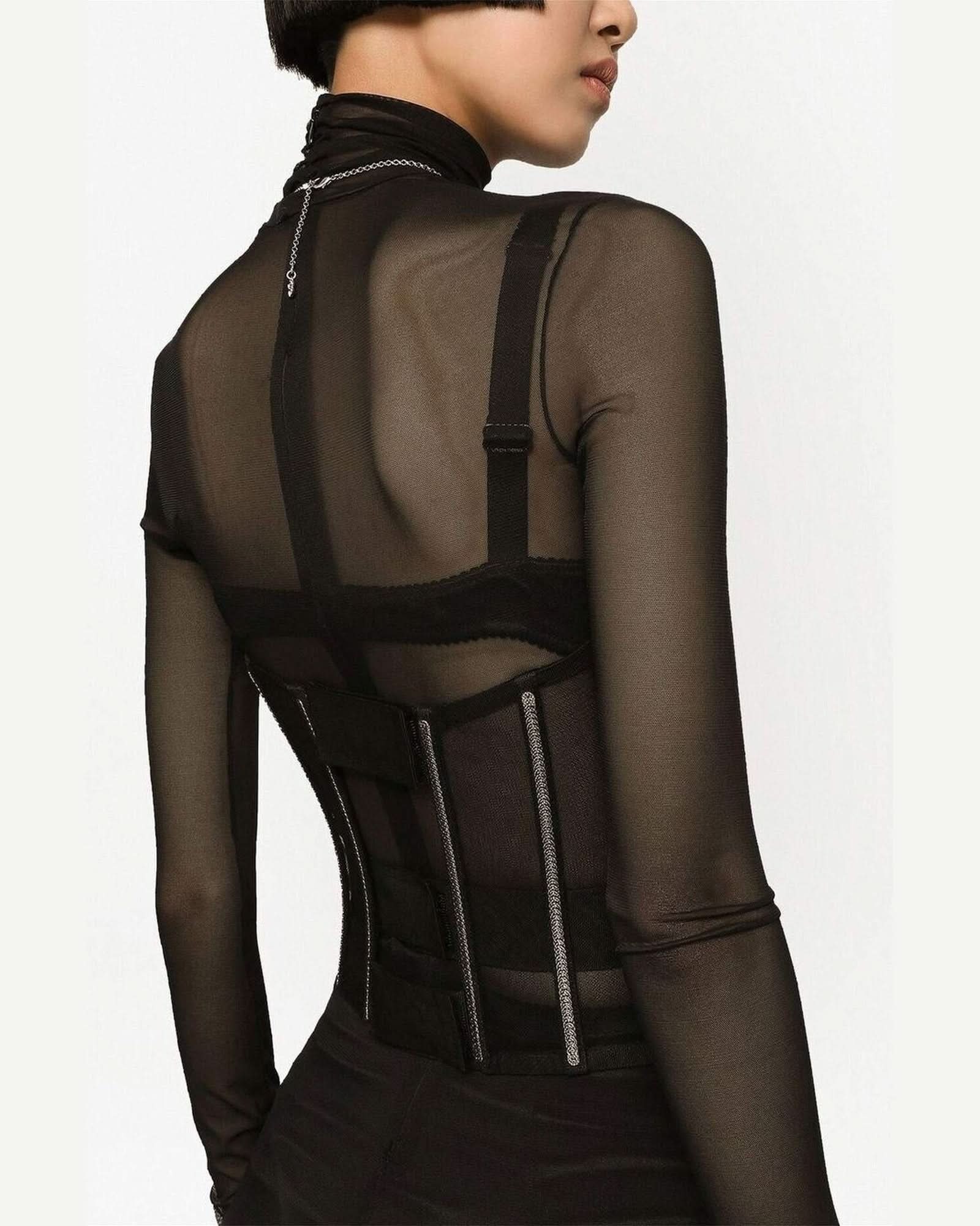 Dolce & Gabbana Tulle Corset Belt With Boning Clothing Tops