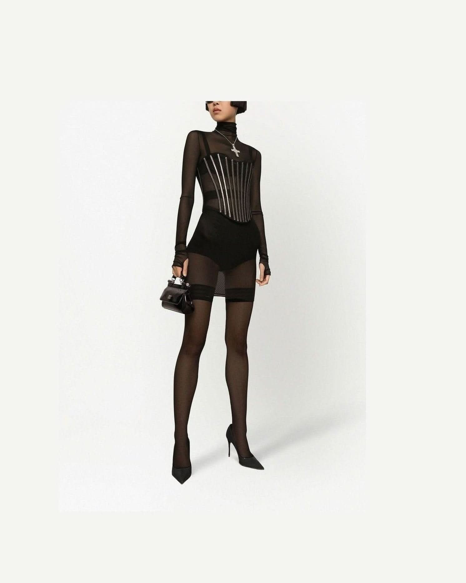 Dolce & Gabbana Tulle Corset Belt With Boning Clothing Tops