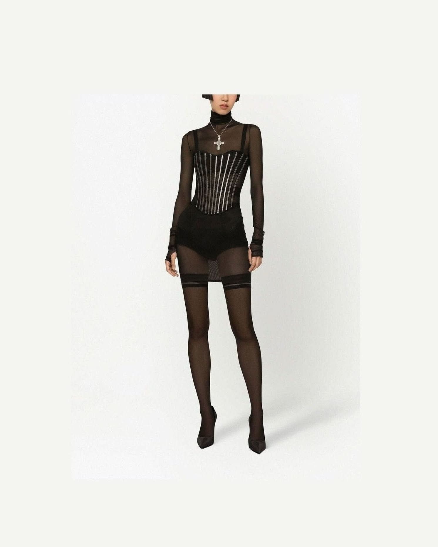 Dolce & Gabbana Tulle Corset Belt With Boning Clothing Tops