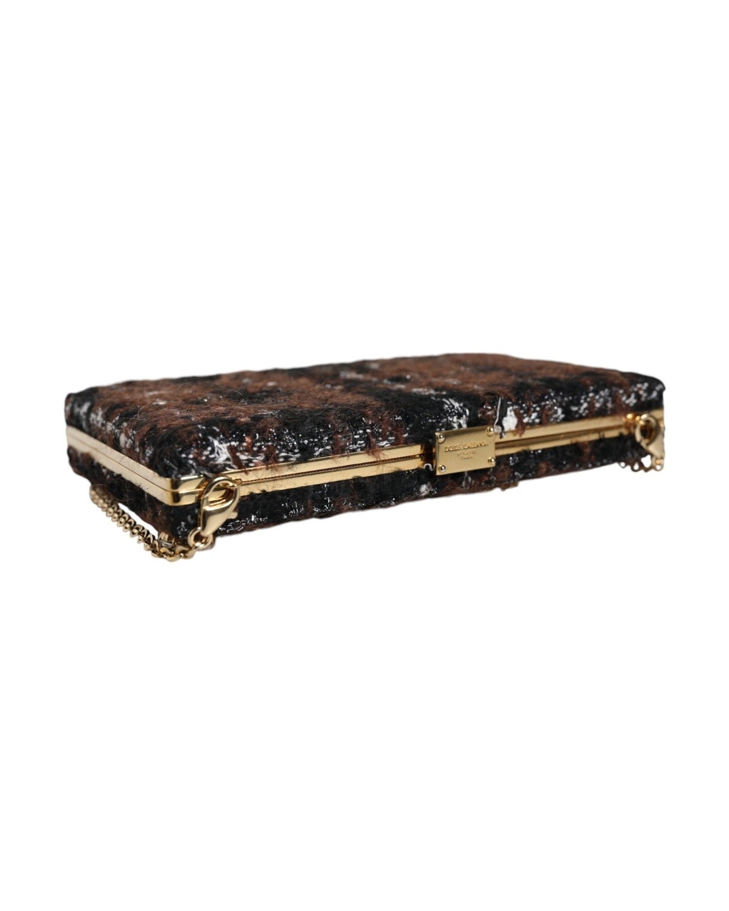 Dolce & Gabbana Tweed Floral Clutch Evening Party Purse Crossbody Multicolor Bag Glam Steals
