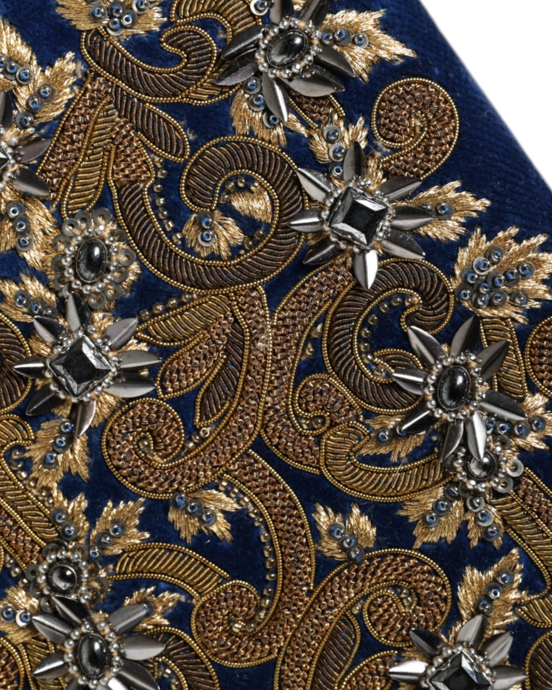 Dolce & Gabbana Velvet Frame Clutch Evening Party Purse Blue Gold Bag Glam Steals