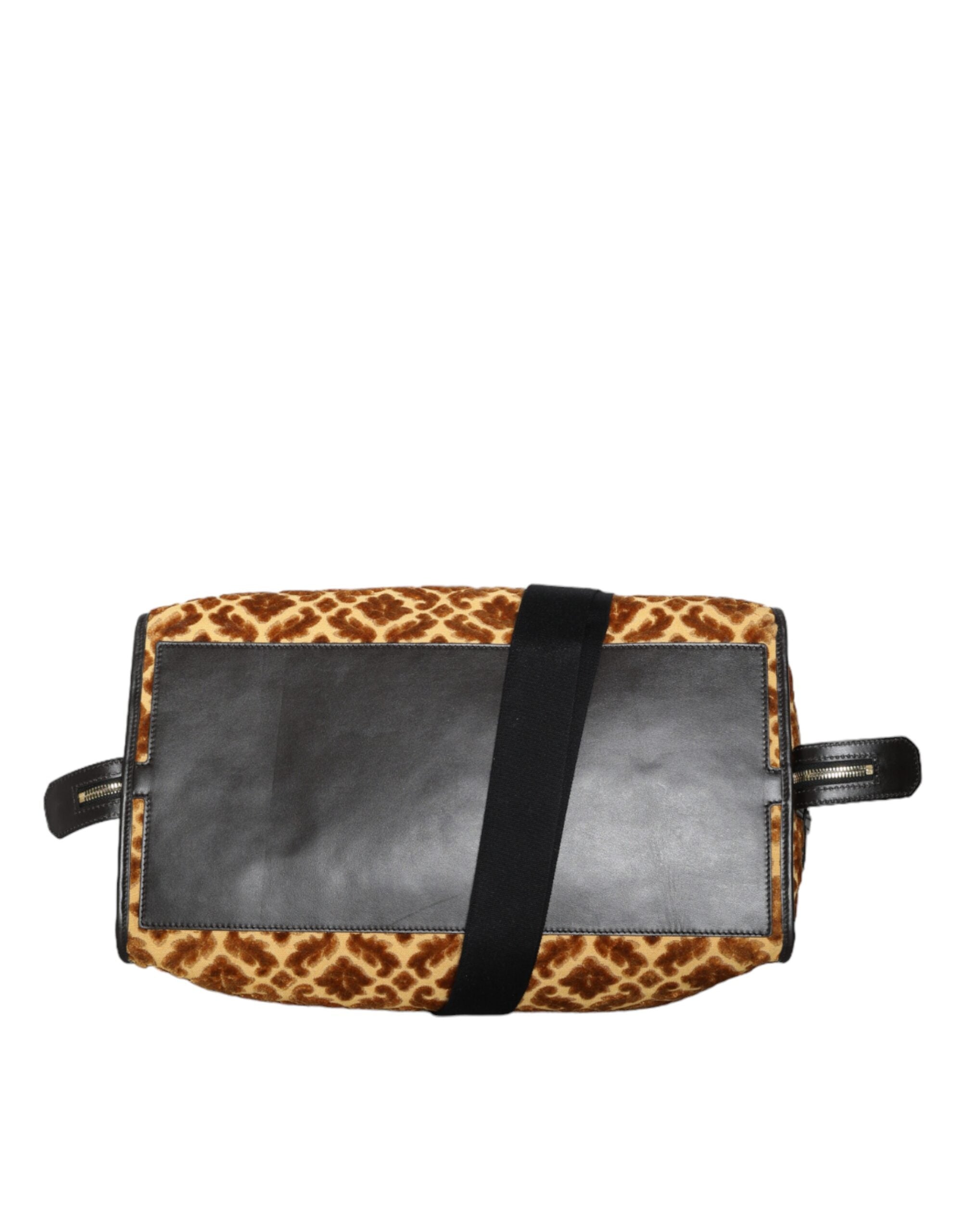 Dolce & Gabbana Velvet Top Handle Shoulder Duffle Women Beige Bag Glam Steals