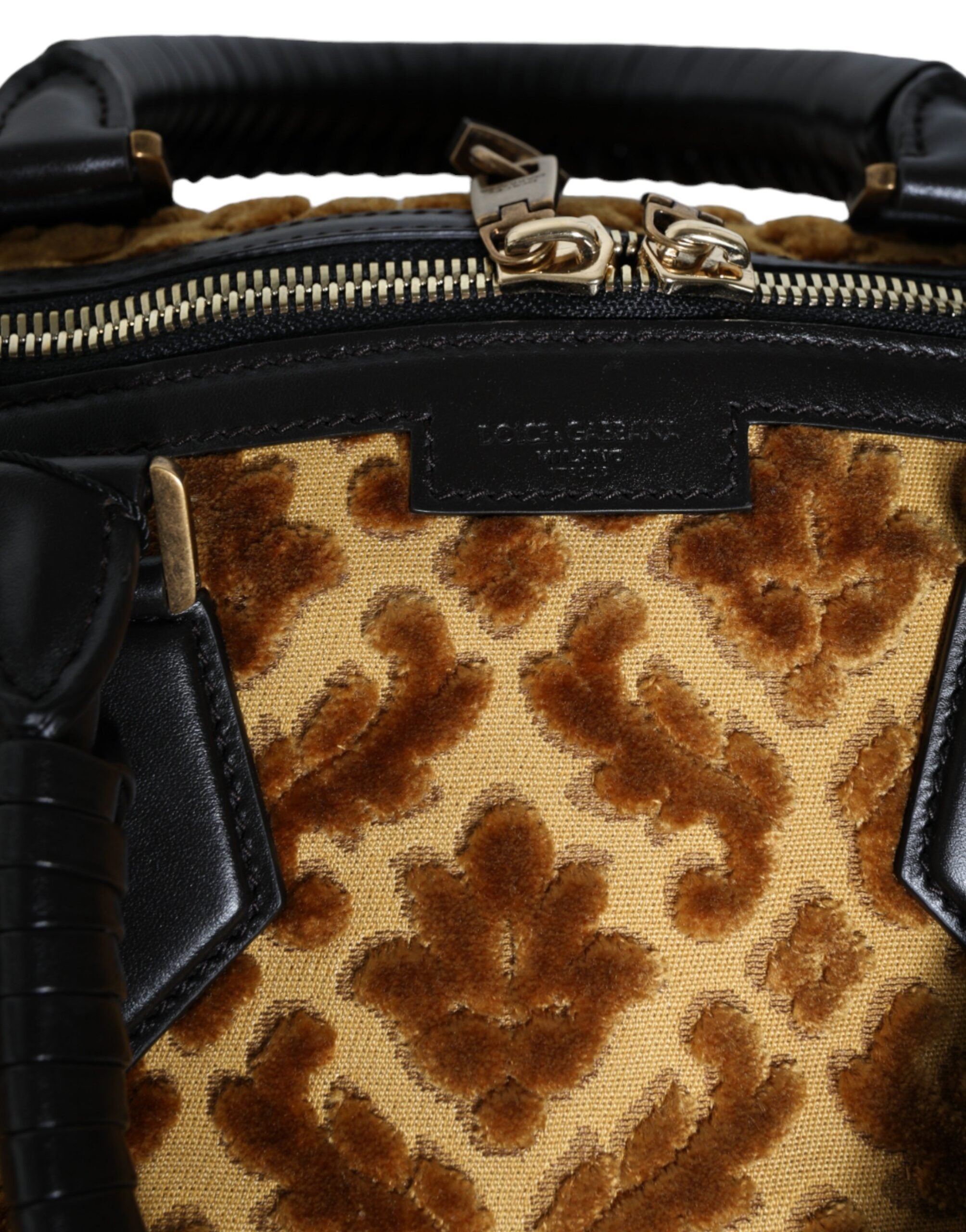 Dolce & Gabbana Velvet Top Handle Shoulder Duffle Women Beige Bag Glam Steals