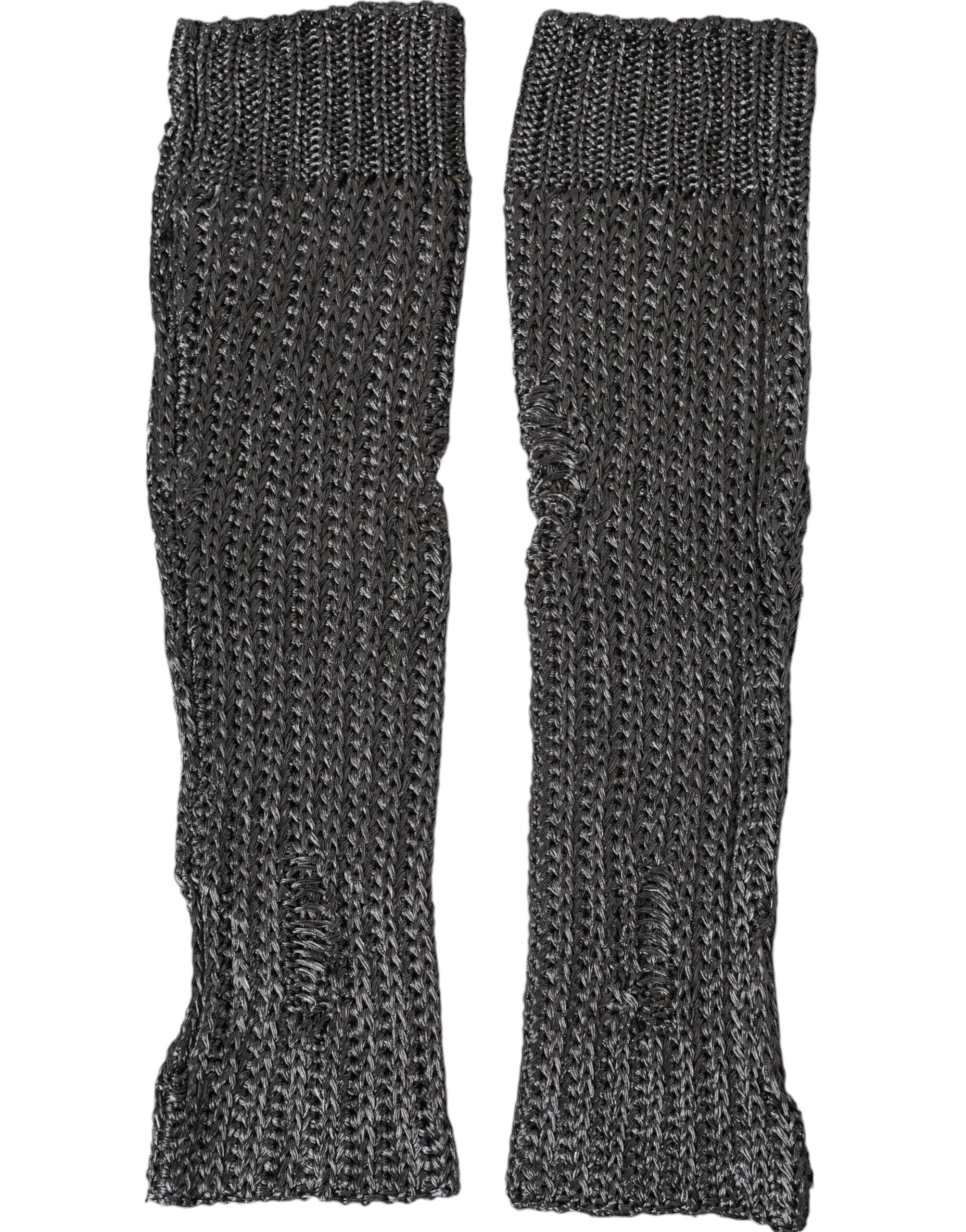 Dolce & Gabbana Viscose Knitted Finger Less Gray Gloves Glam Steals
