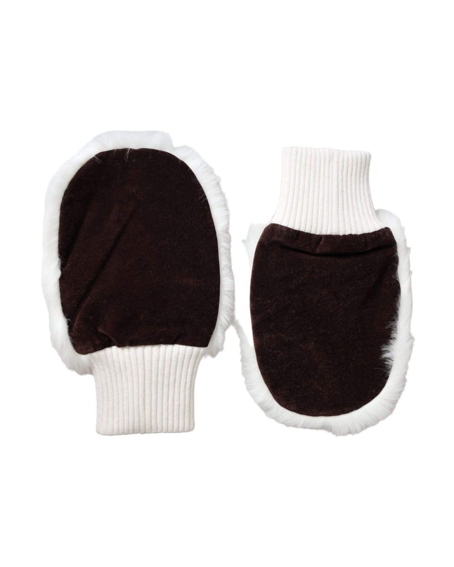 Dolce & Gabbana White Acrylic Knitted Fur Wrist Mitten Gloves Gloves & Mittens