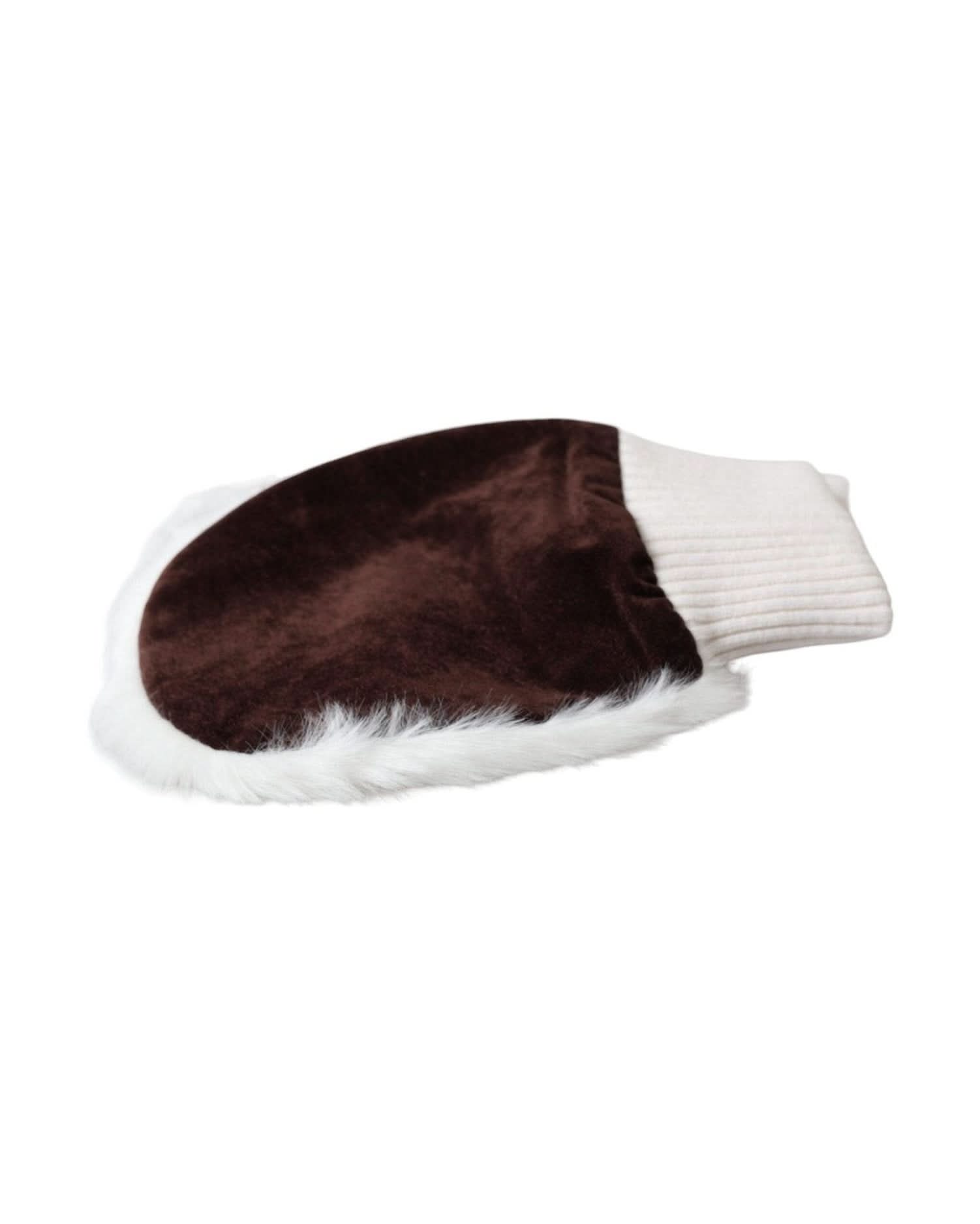 Dolce & Gabbana White Acrylic Knitted Fur Wrist Mitten Gloves Gloves & Mittens