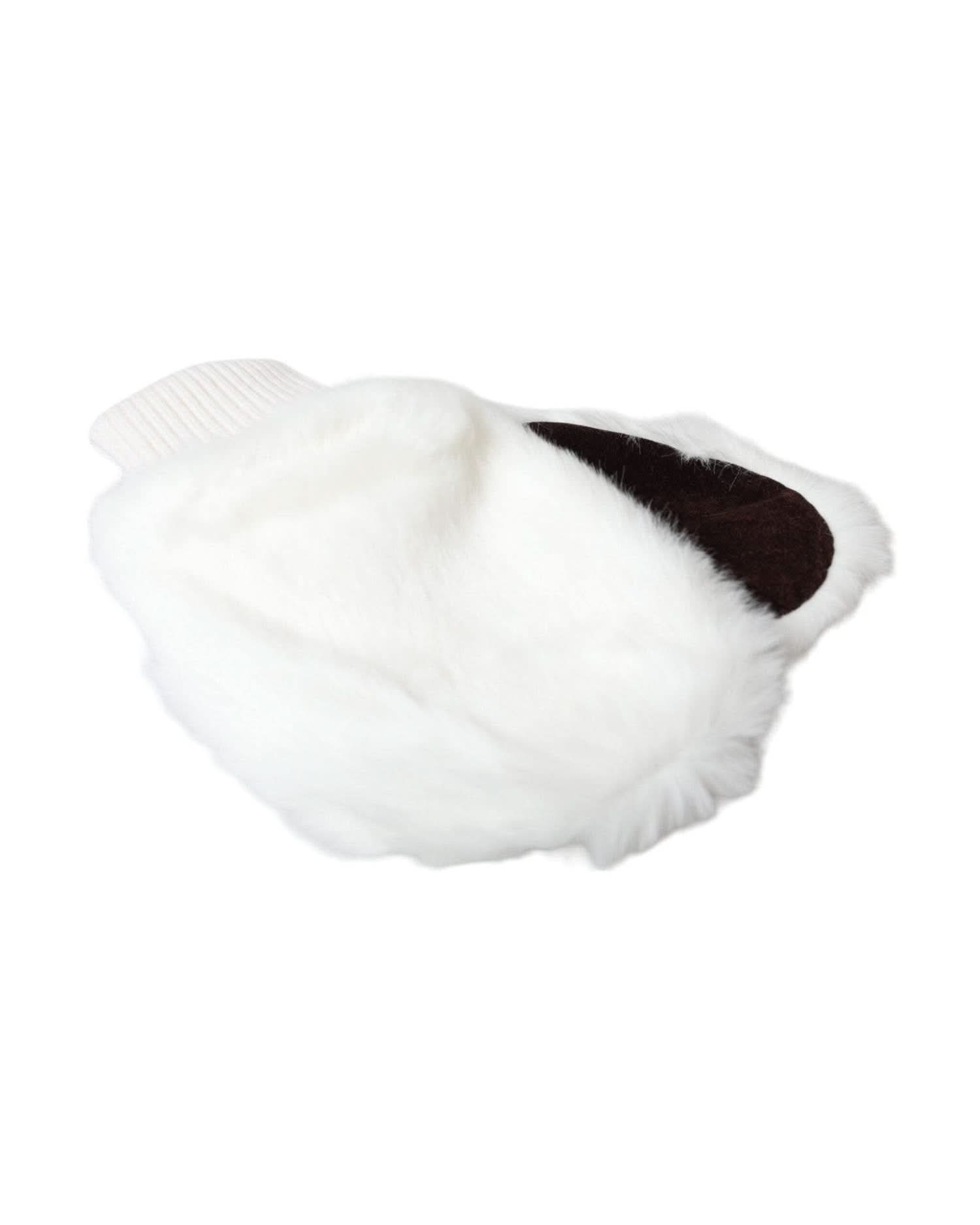 Dolce & Gabbana White Acrylic Knitted Fur Wrist Mitten Gloves Gloves & Mittens