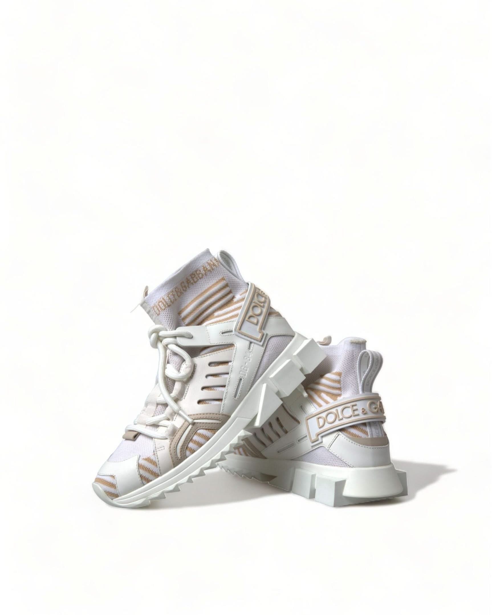 Dolce & Gabbana White Beige Sorrento Socks Sneakers Sneakers