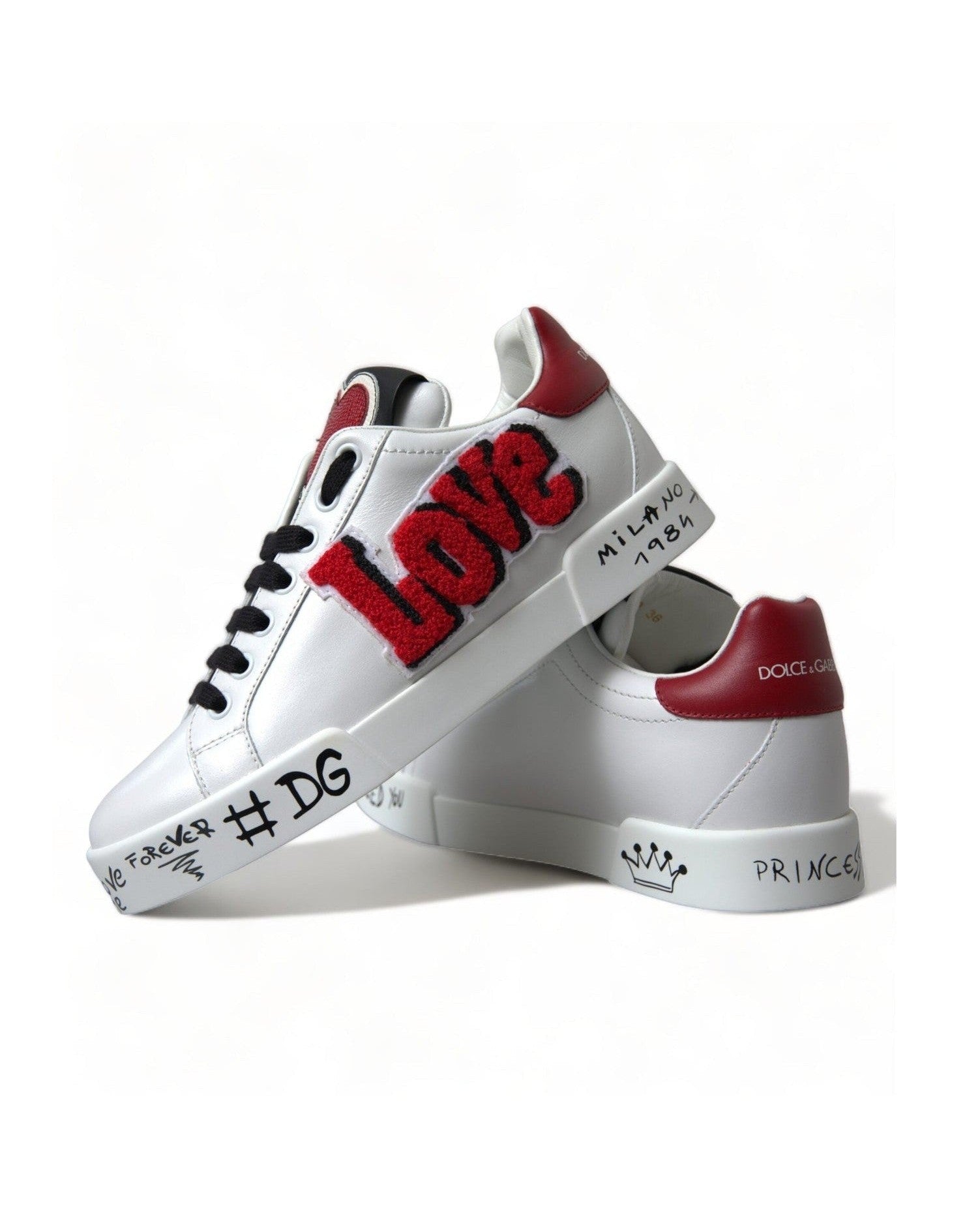 Dolce & Gabbana Chic Portofino Leather White Sneakers Glam Steals