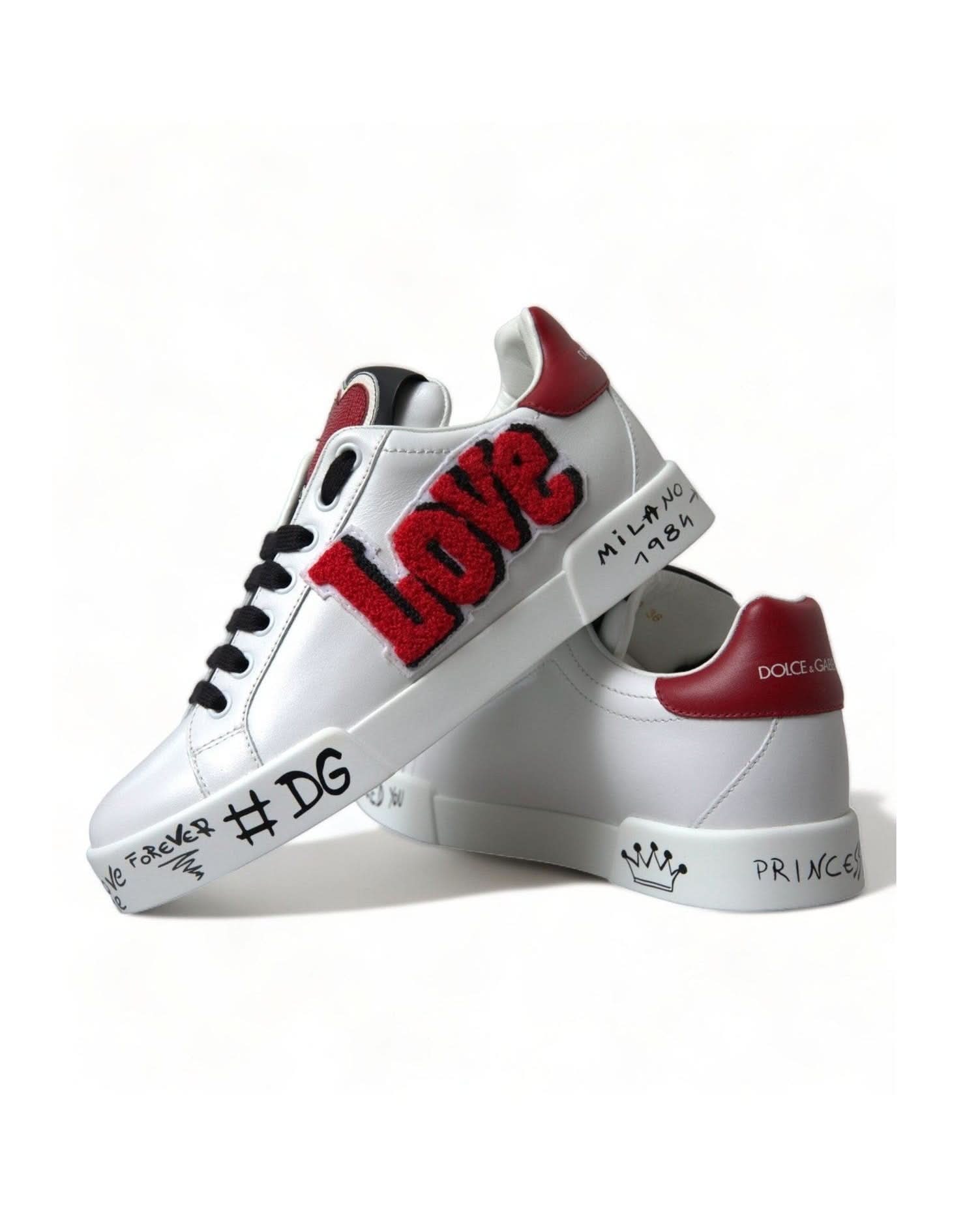 Dolce & Gabbana White Chic Portofino Leather Sneakers Sneakers