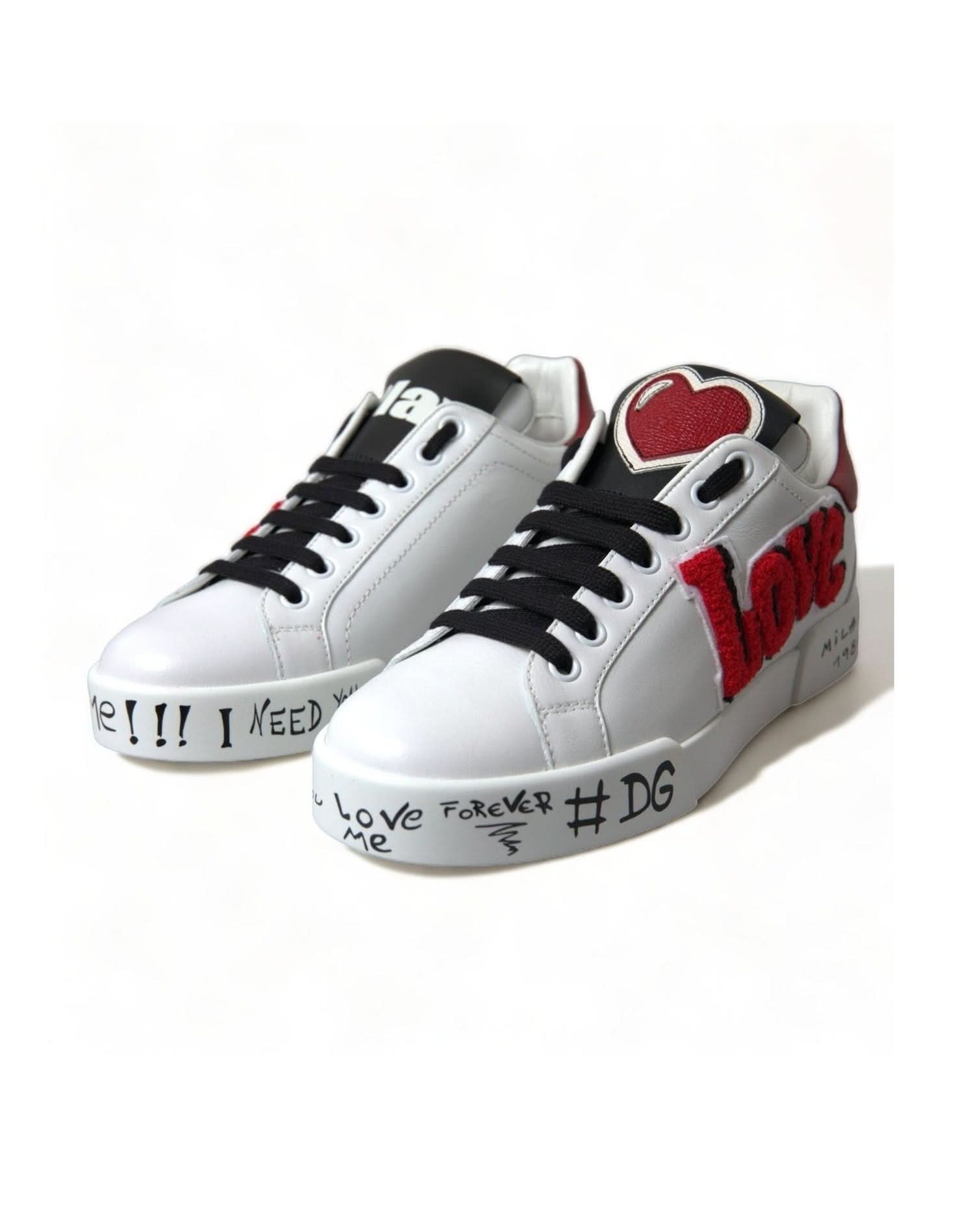 Dolce & Gabbana White Chic Portofino Leather Sneakers Sneakers