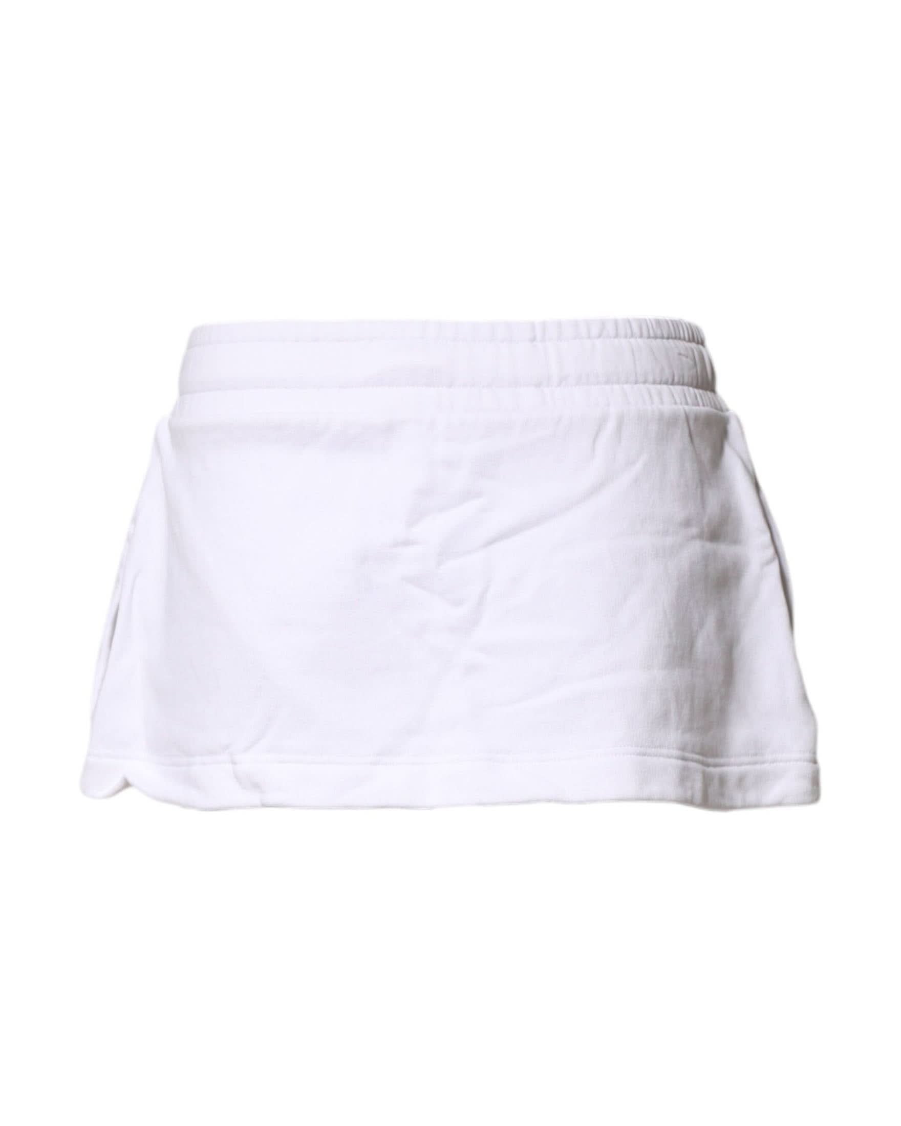 Dolce & Gabbana White Cotton Blend Mid Waist A Line Mini Skirt