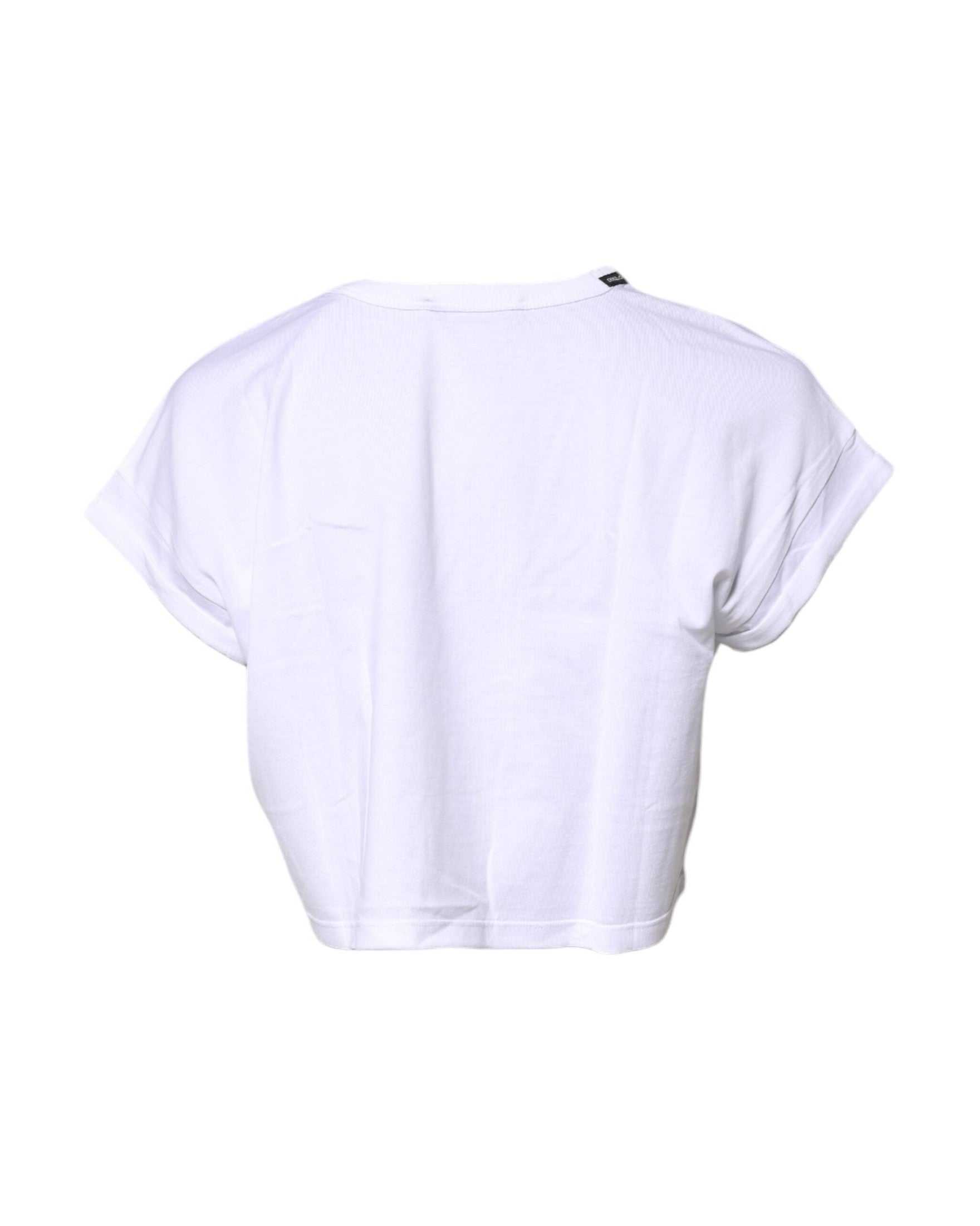 Dolce & Gabbana White Cotton Crew Neck Cropped T-shirt Top Glam Steals