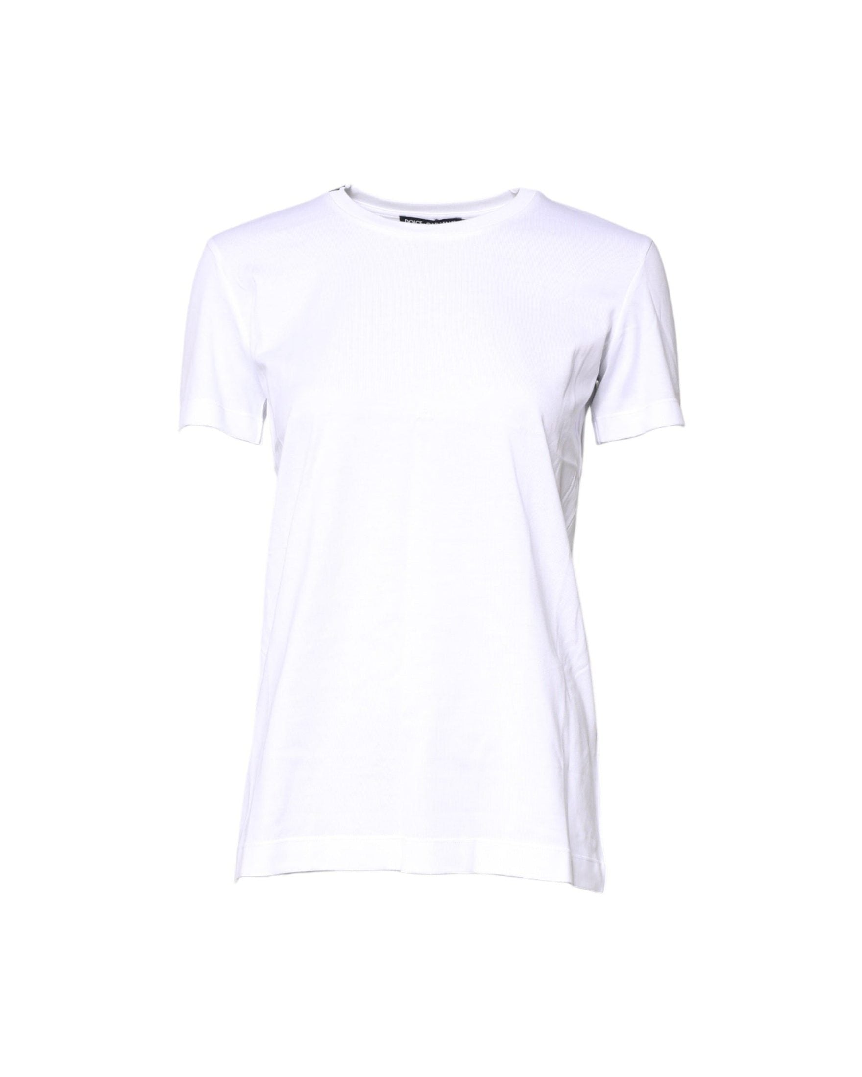 Dolce & Gabbana White Cotton Crew Neck Short Sleeves T-shirt Glam Steals