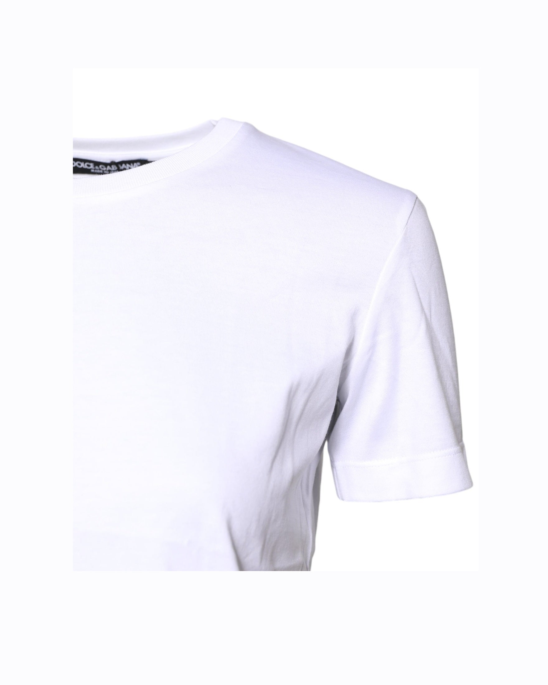 Dolce & Gabbana White Cotton Crew Neck Short Sleeves T-shirt Glam Steals