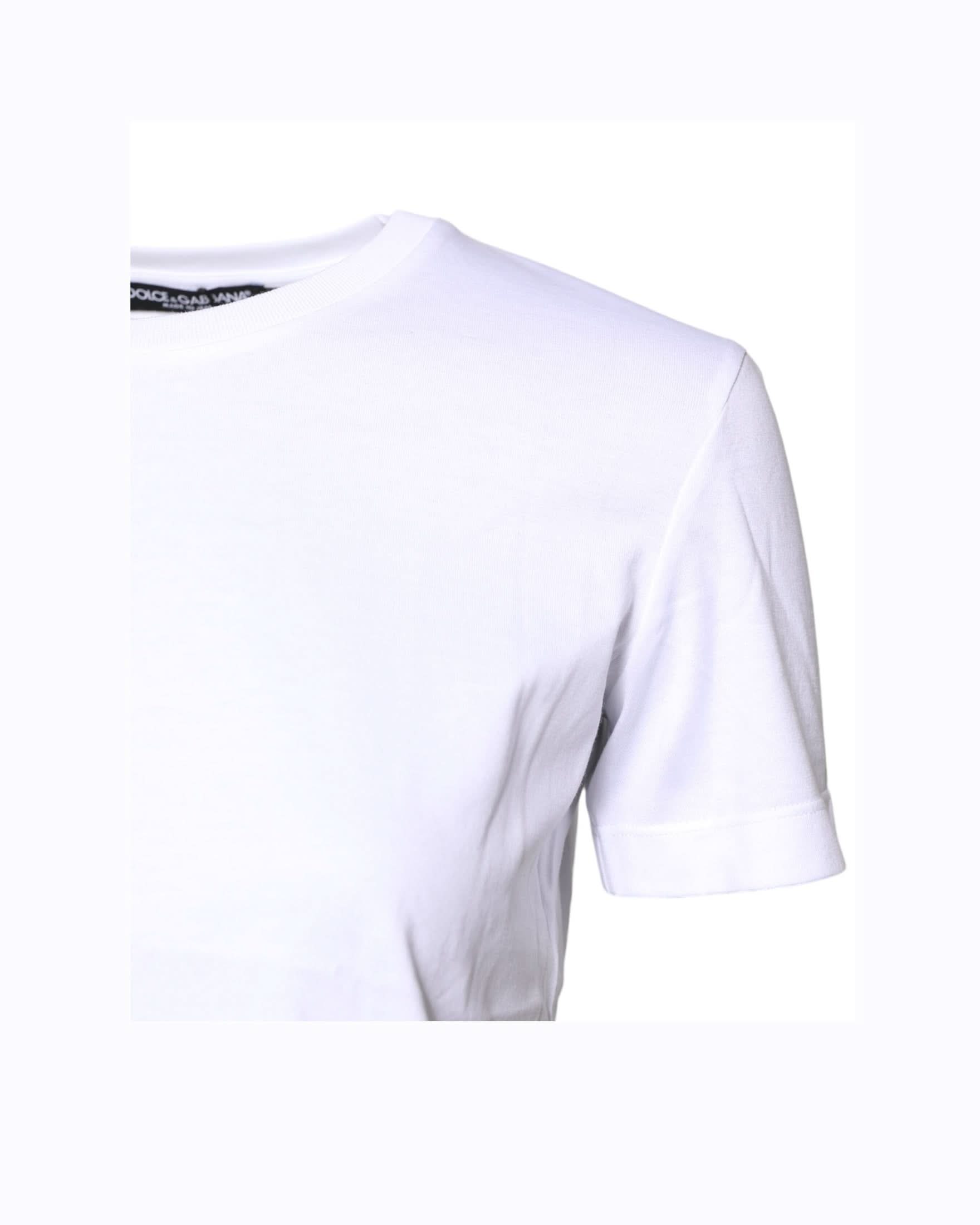 Dolce & Gabbana White Cotton Crew Neck Short Sleeves T-Shirt T-Shirts