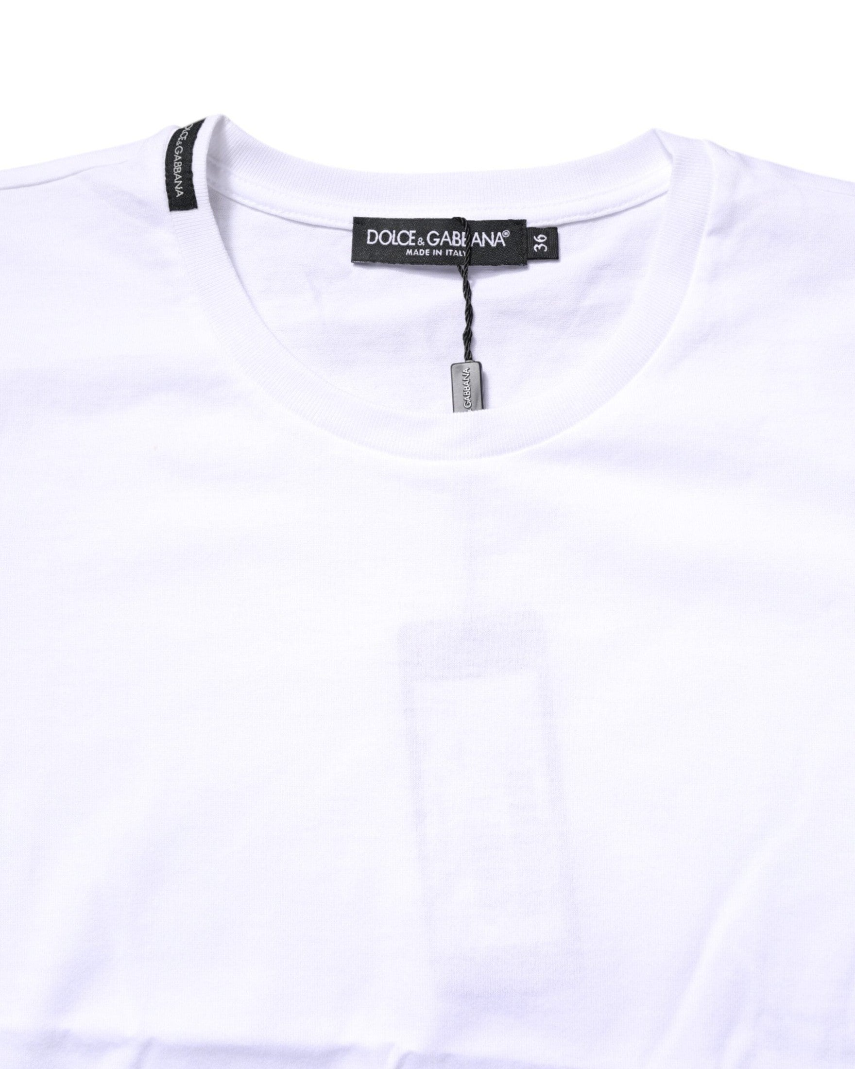 Dolce & Gabbana White Cotton Crew Neck Short Sleeves T-shirt Glam Steals