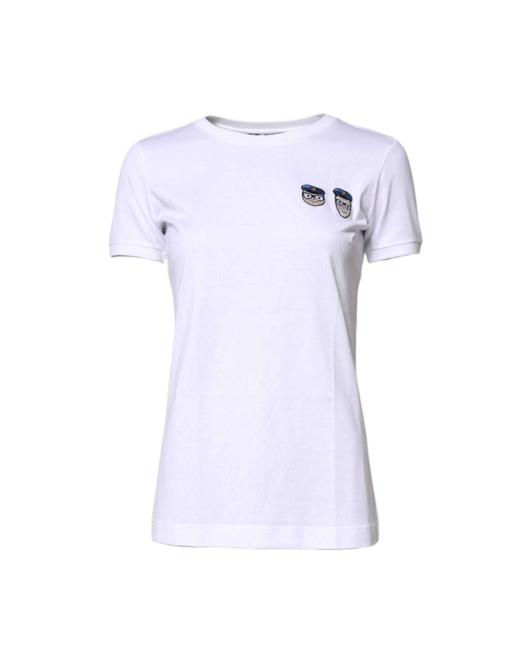 Dolce & Gabbana White Cotton Crew Neck T-Shirt T-Shirts