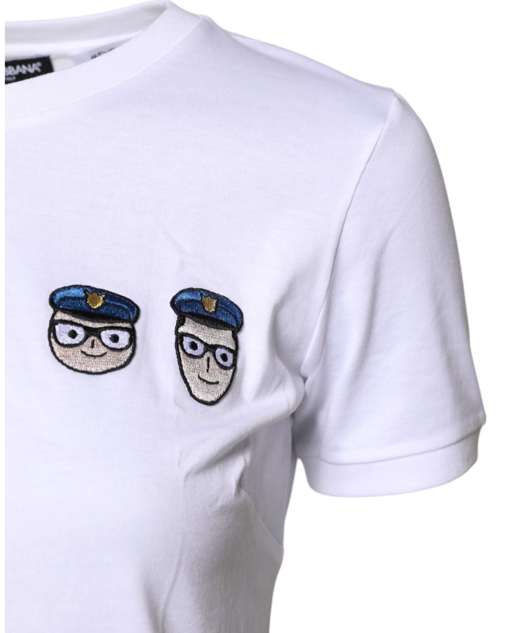 Dolce & Gabbana White Cotton Crew Neck T-Shirt T-Shirts