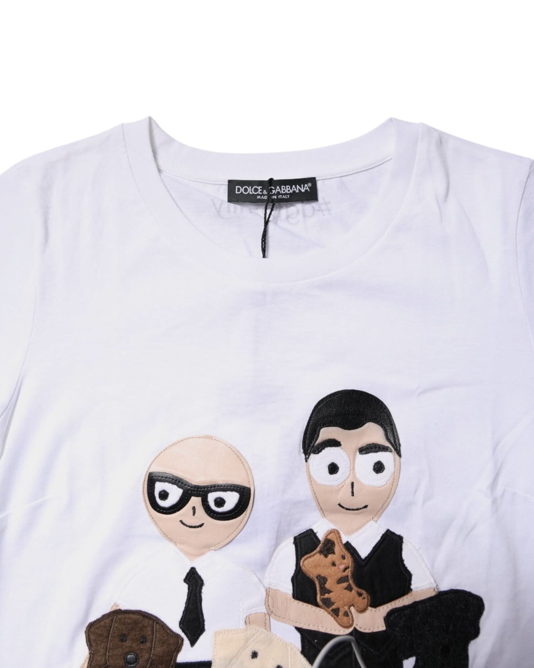 Dolce & Gabbana White Cotton Embroidery T-Shirt T-Shirts