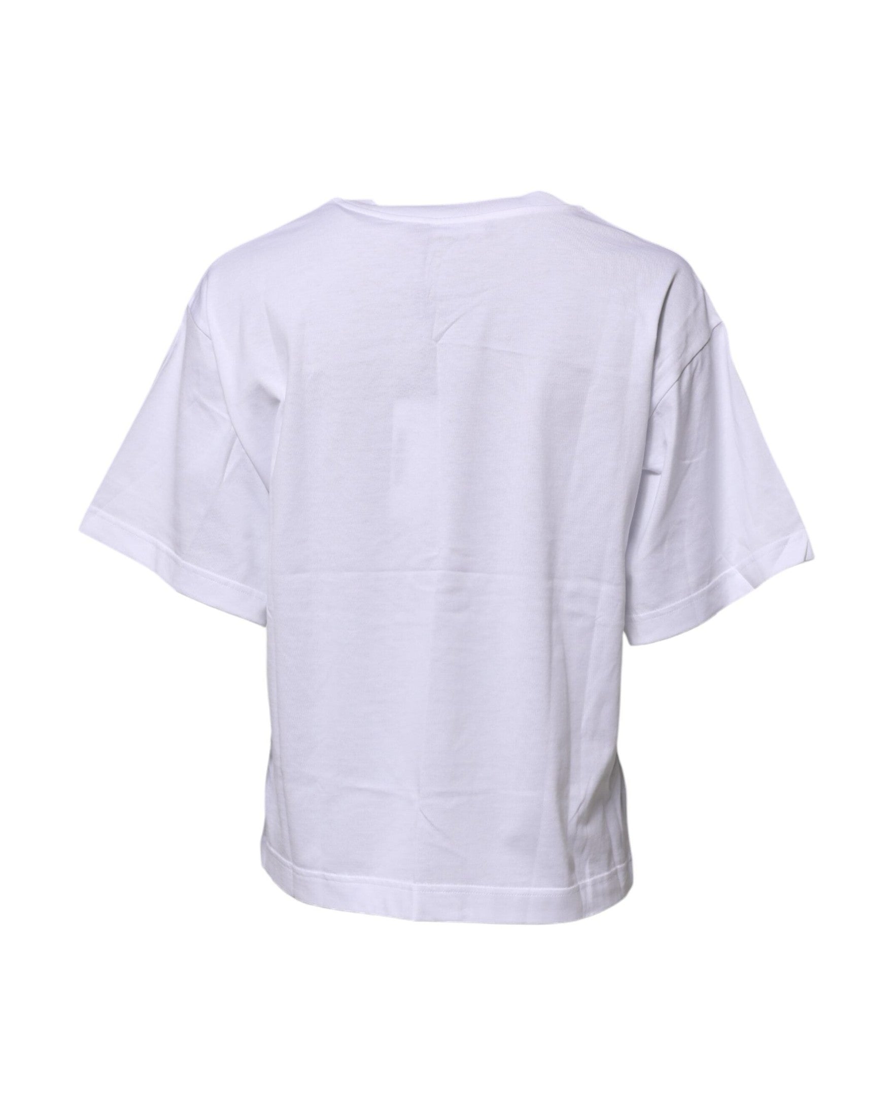 Dolce & Gabbana White Cotton Graphic Print Crew Neck T-shirt Glam Steals