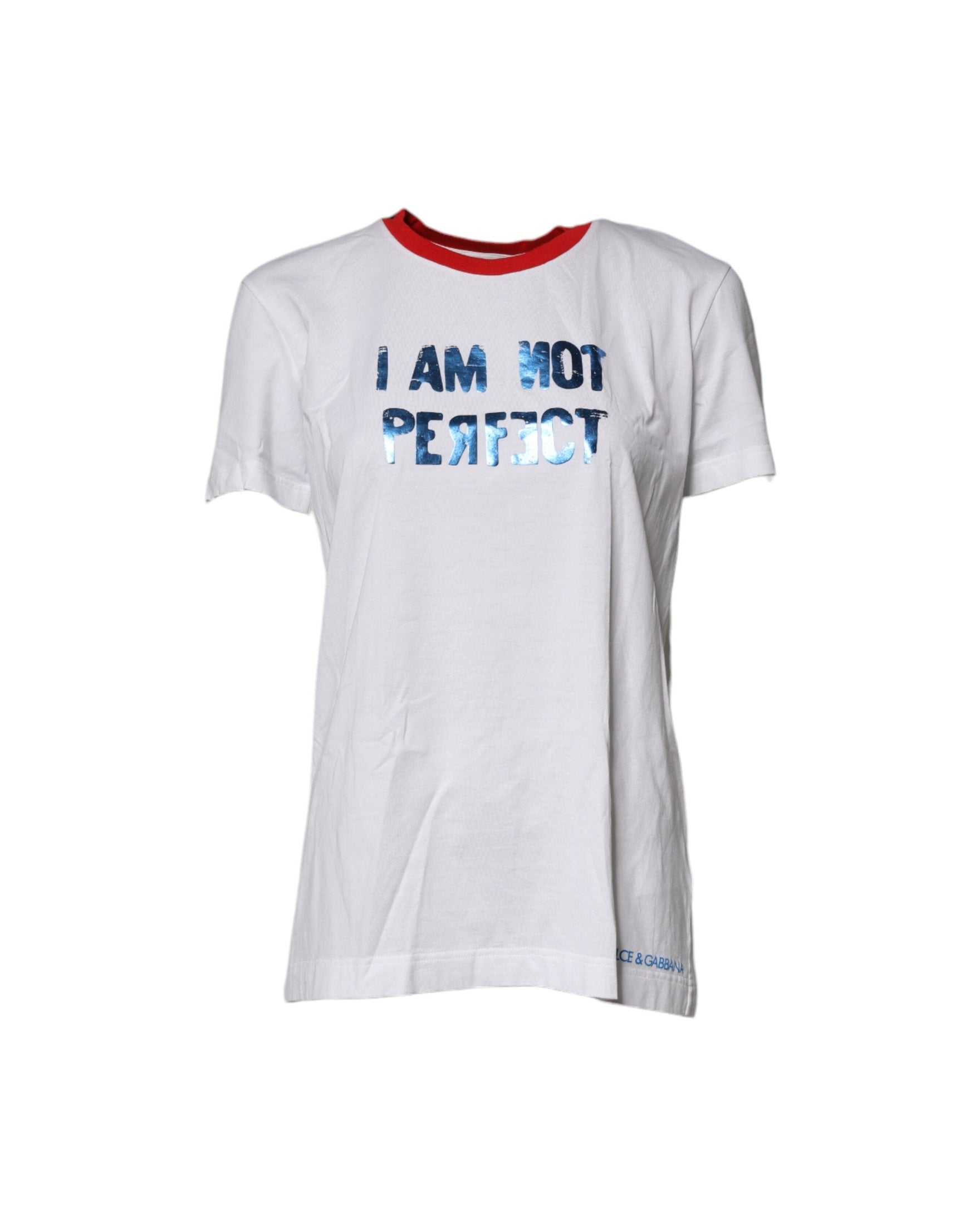 Dolce & Gabbana White Cotton Graphic Print Crew Neck T-shirt Glam Steals