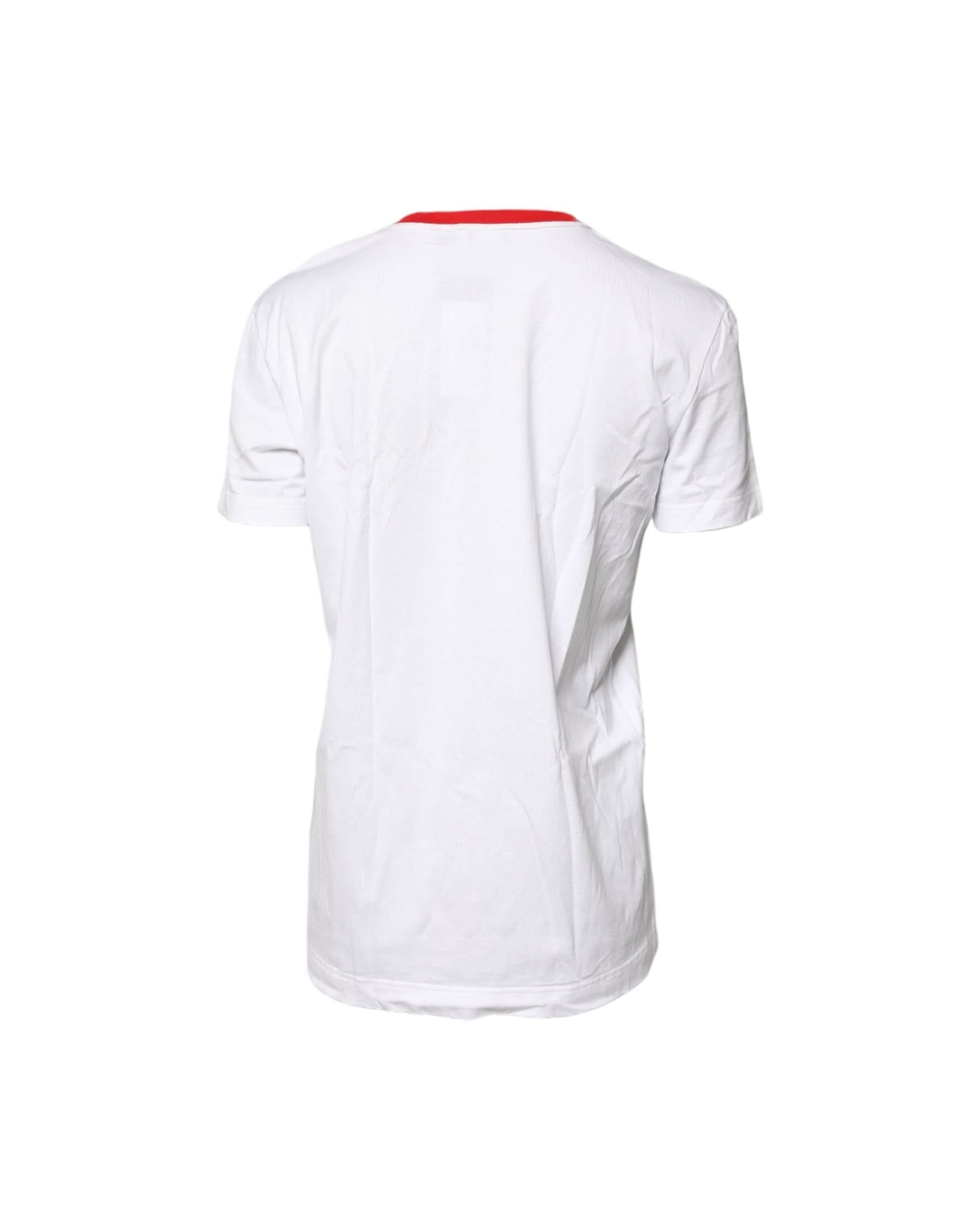 Dolce & Gabbana White Cotton Graphic Print Crew Neck T-Shirt T-Shirts