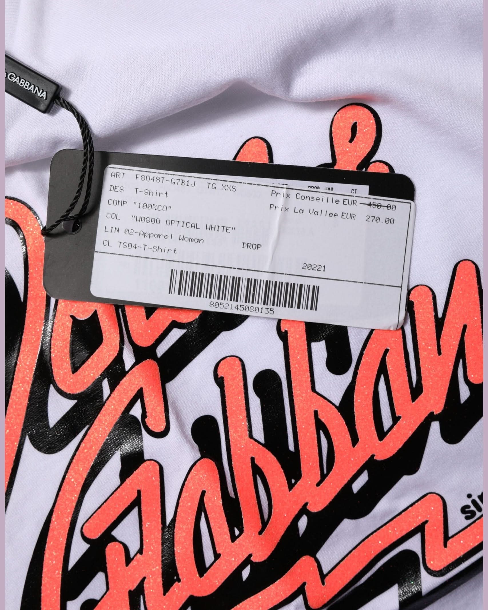 Dolce & Gabbana White Cotton Graphic Print Crew Neck T-Shirt T-Shirts