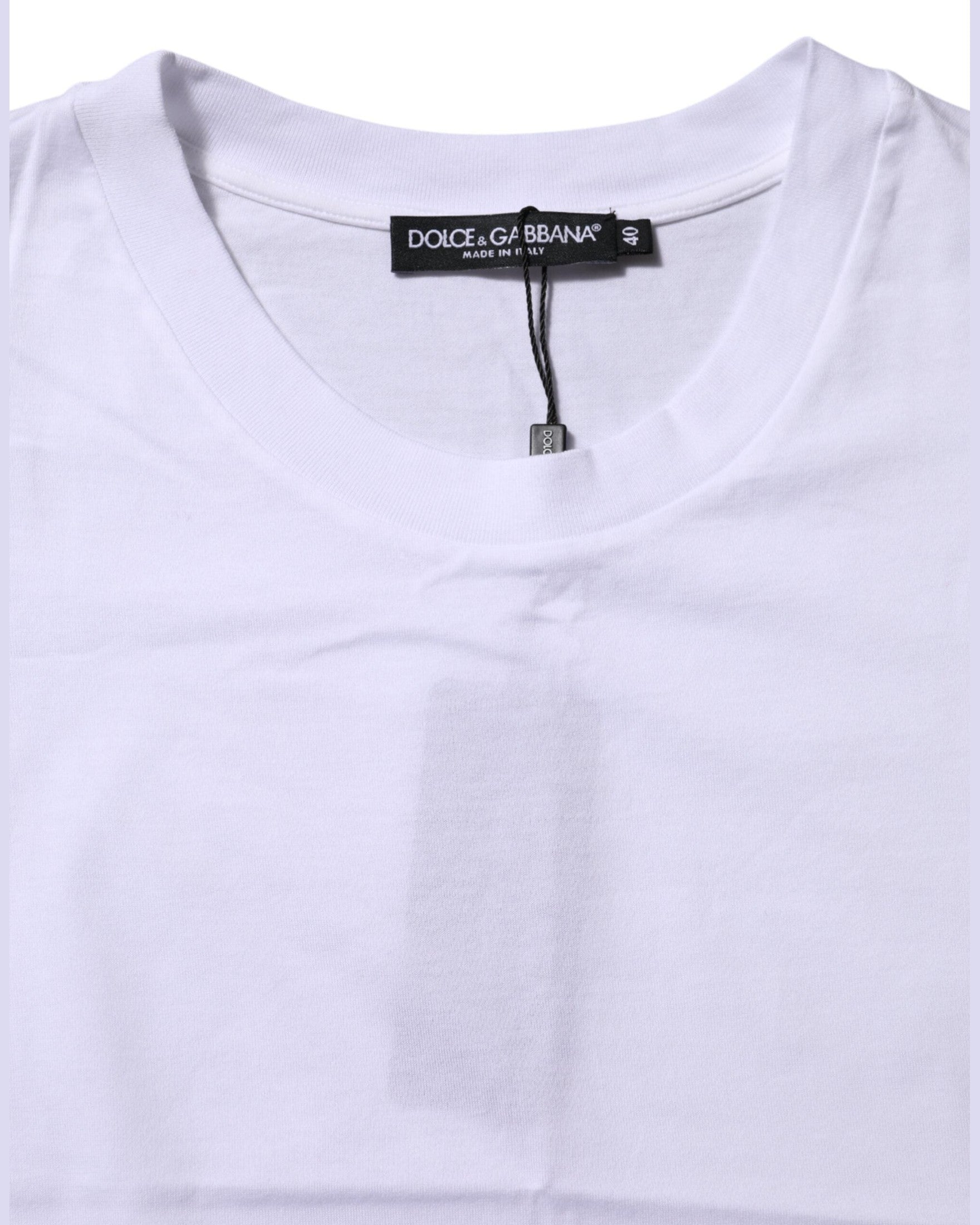 Dolce & Gabbana White Cotton Round Neck Short Sleeves T-shirt Glam Steals