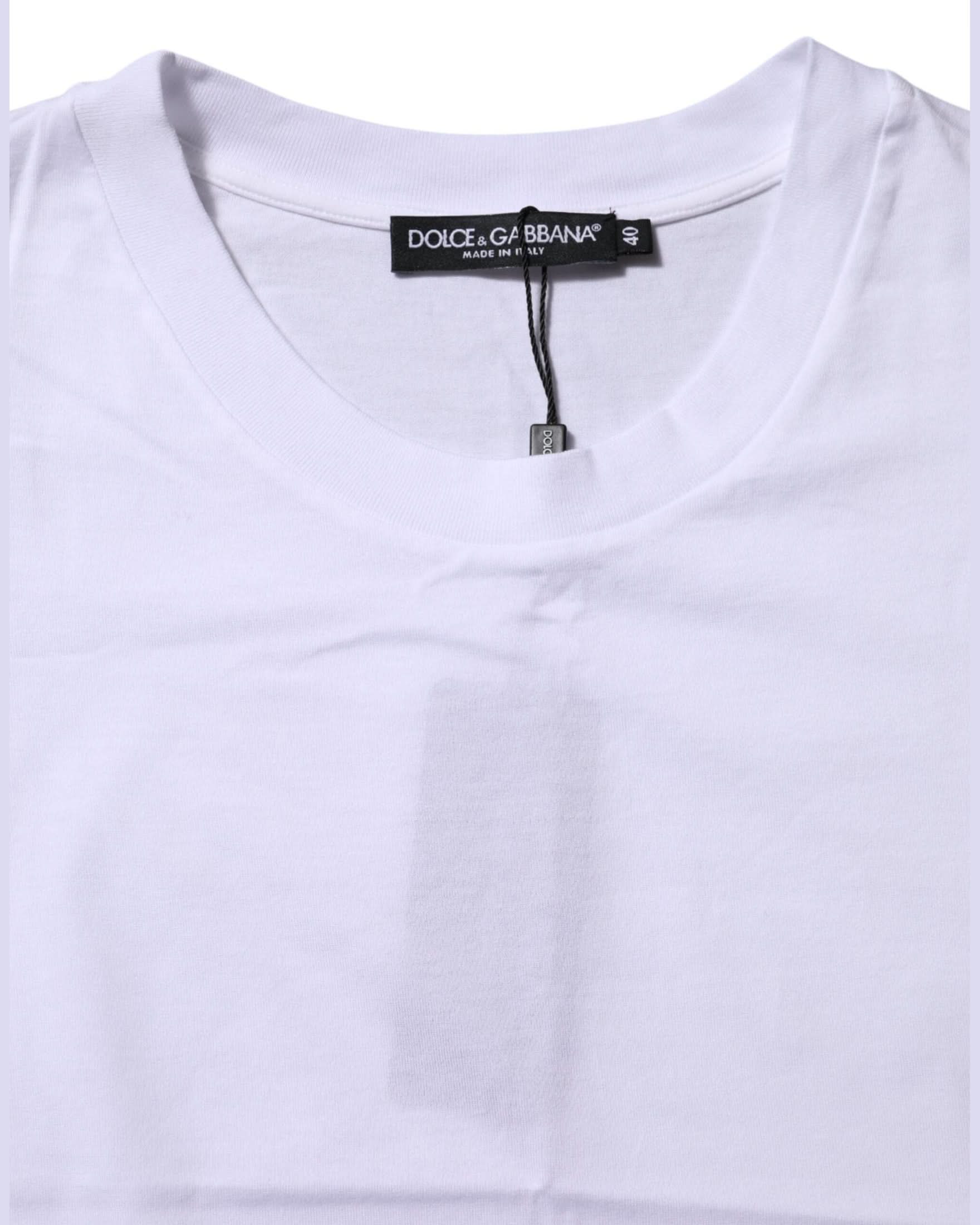 Dolce & Gabbana White Cotton Round Neck Short Sleeves T-Shirt T-Shirts