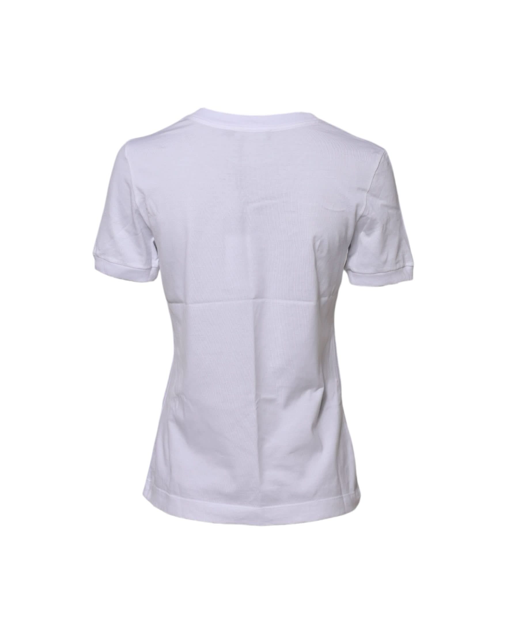 Dolce & Gabbana White Cotton Round Neck Short Sleeves T-Shirt T-Shirts