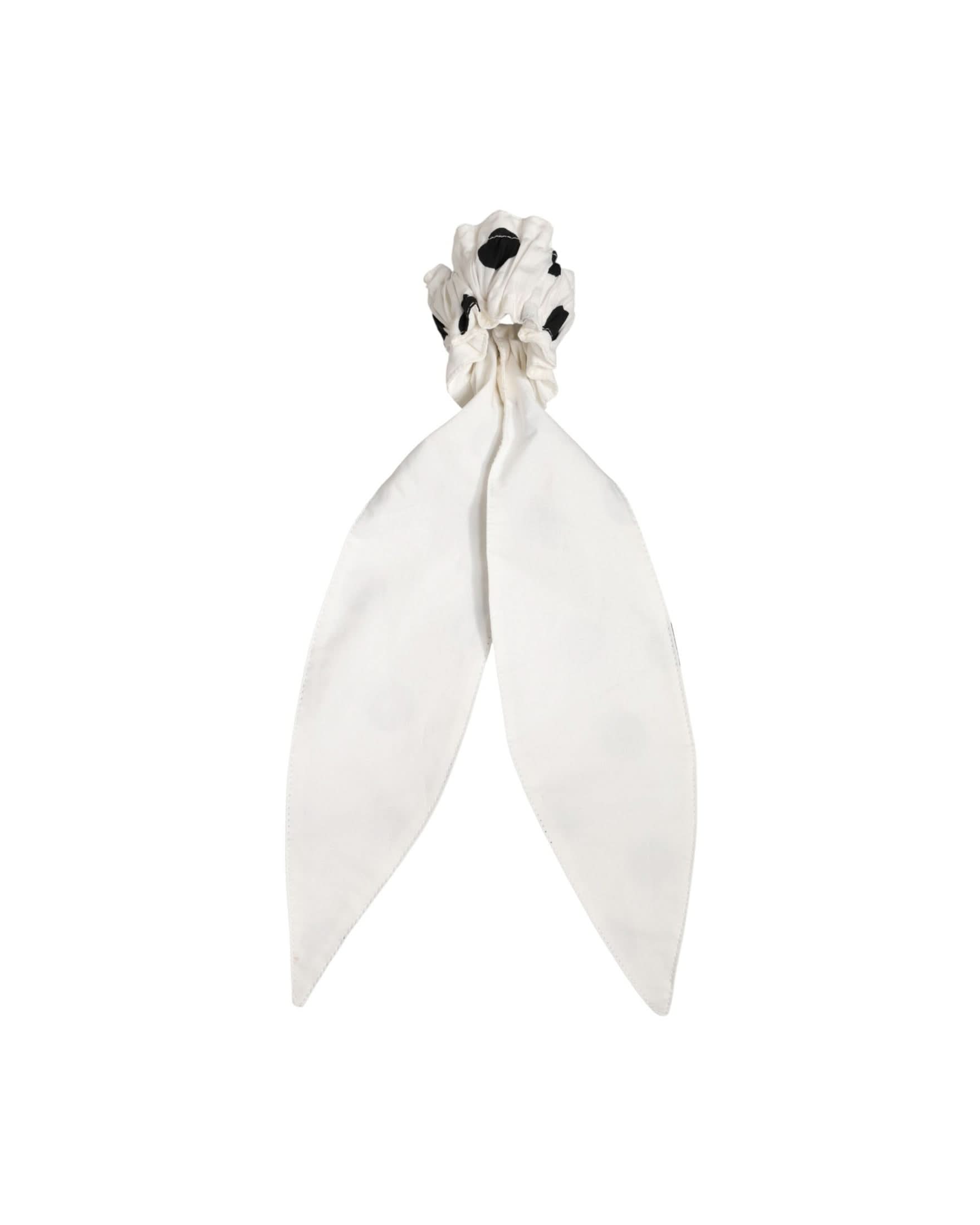 Dolce & Gabbana White Cotton Scrunchie Polka Dot Scarf Tie Ponytail Holders