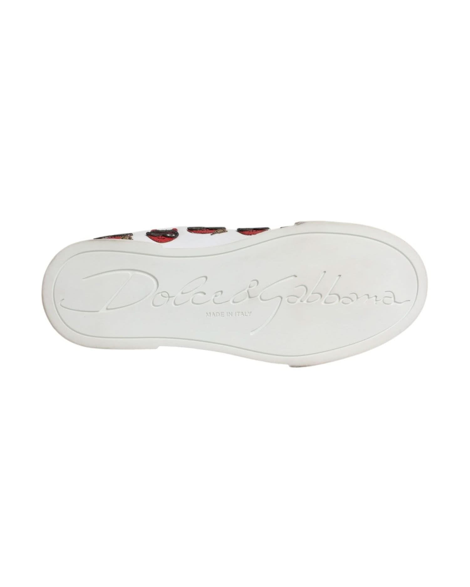 Dolce & Gabbana White Devil Face Portofino Sneakers Shoes Sneakers