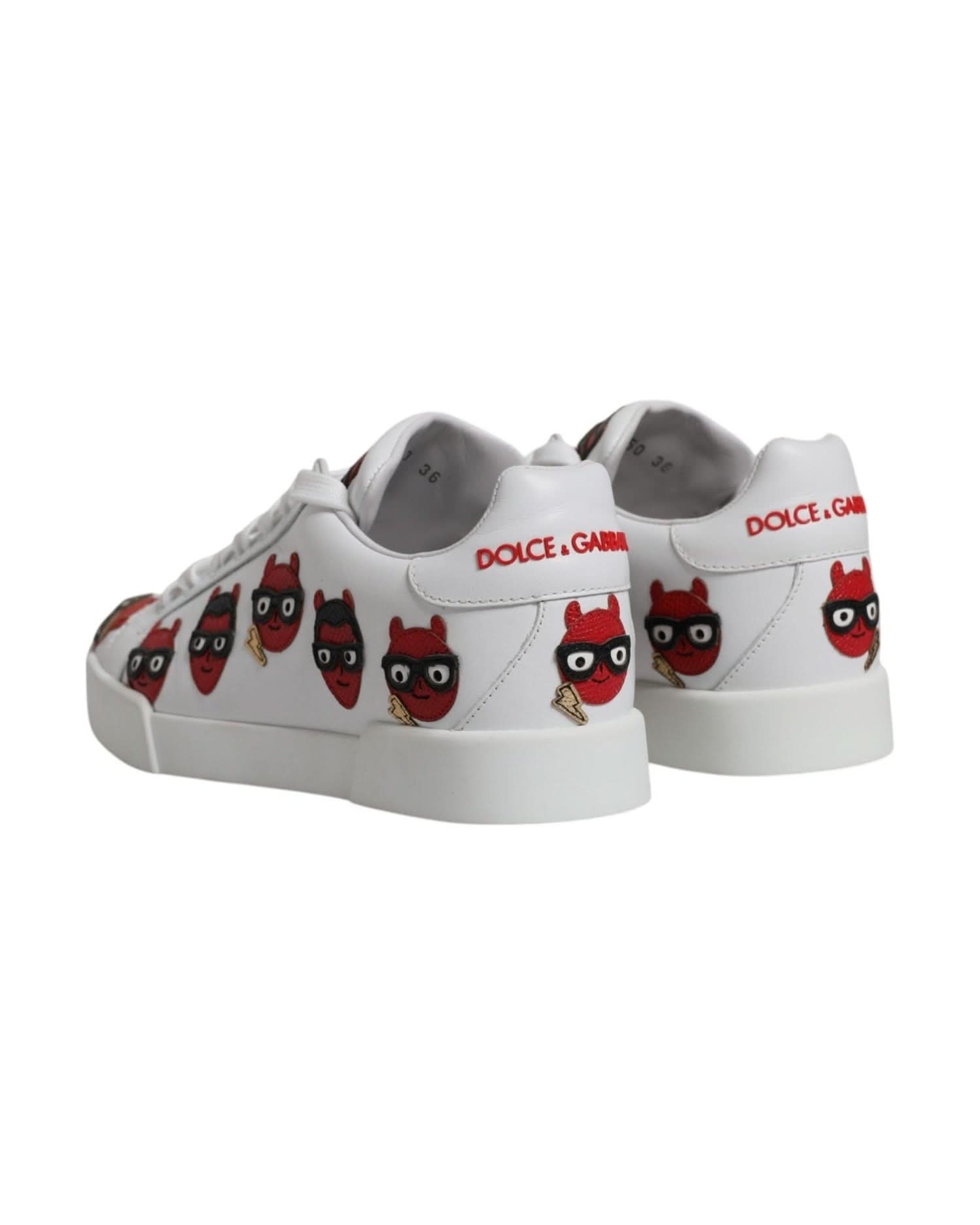 Dolce & Gabbana White Devil Face Portofino Sneakers Shoes Sneakers