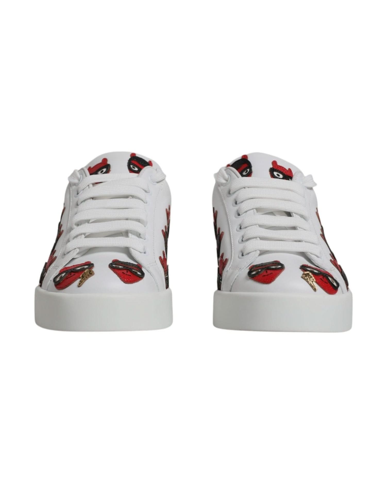 Dolce & Gabbana White Devil Face Portofino Sneakers Shoes Sneakers