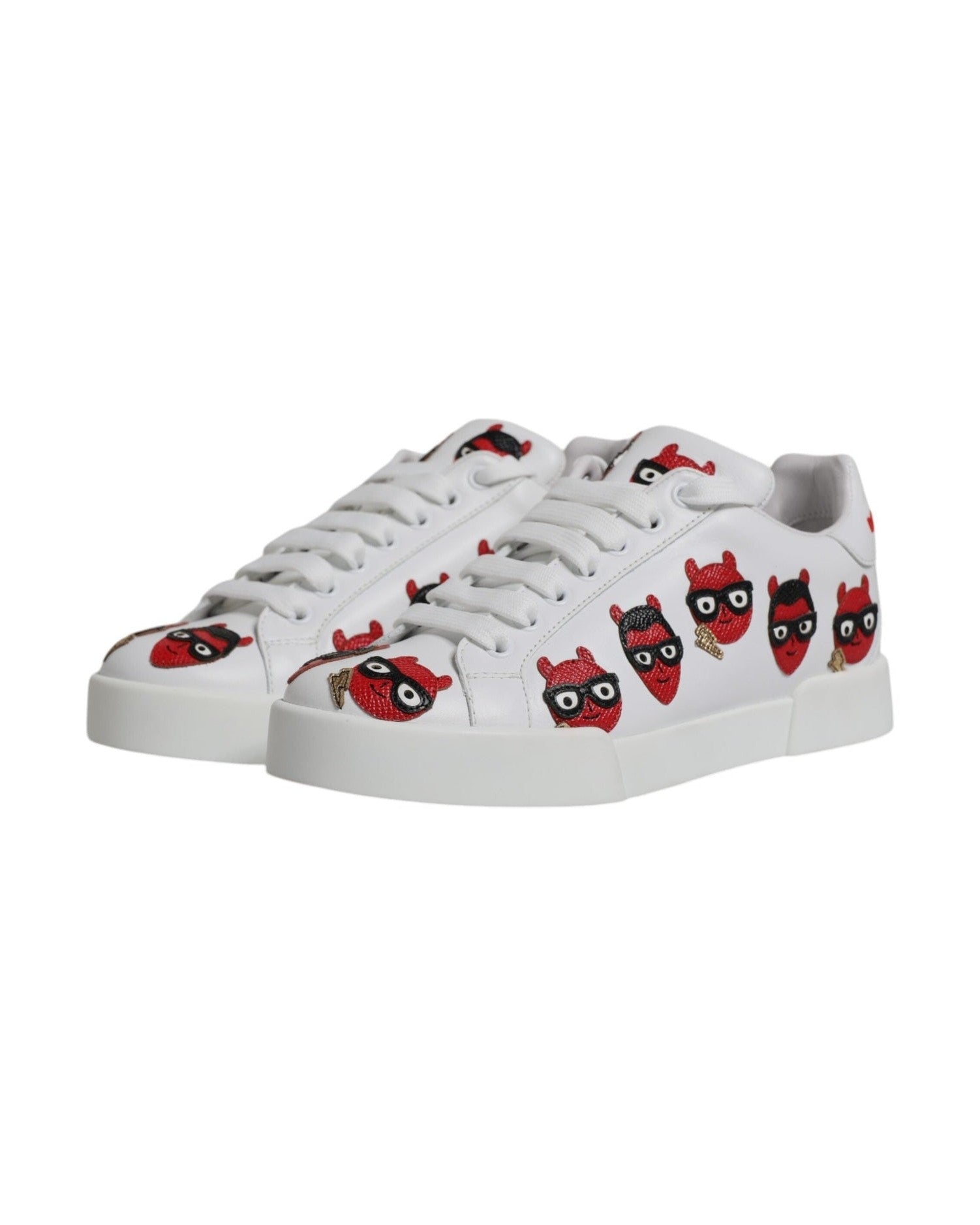 Dolce & Gabbana White Devil Face Portofino Sneakers Shoes Glam Steals