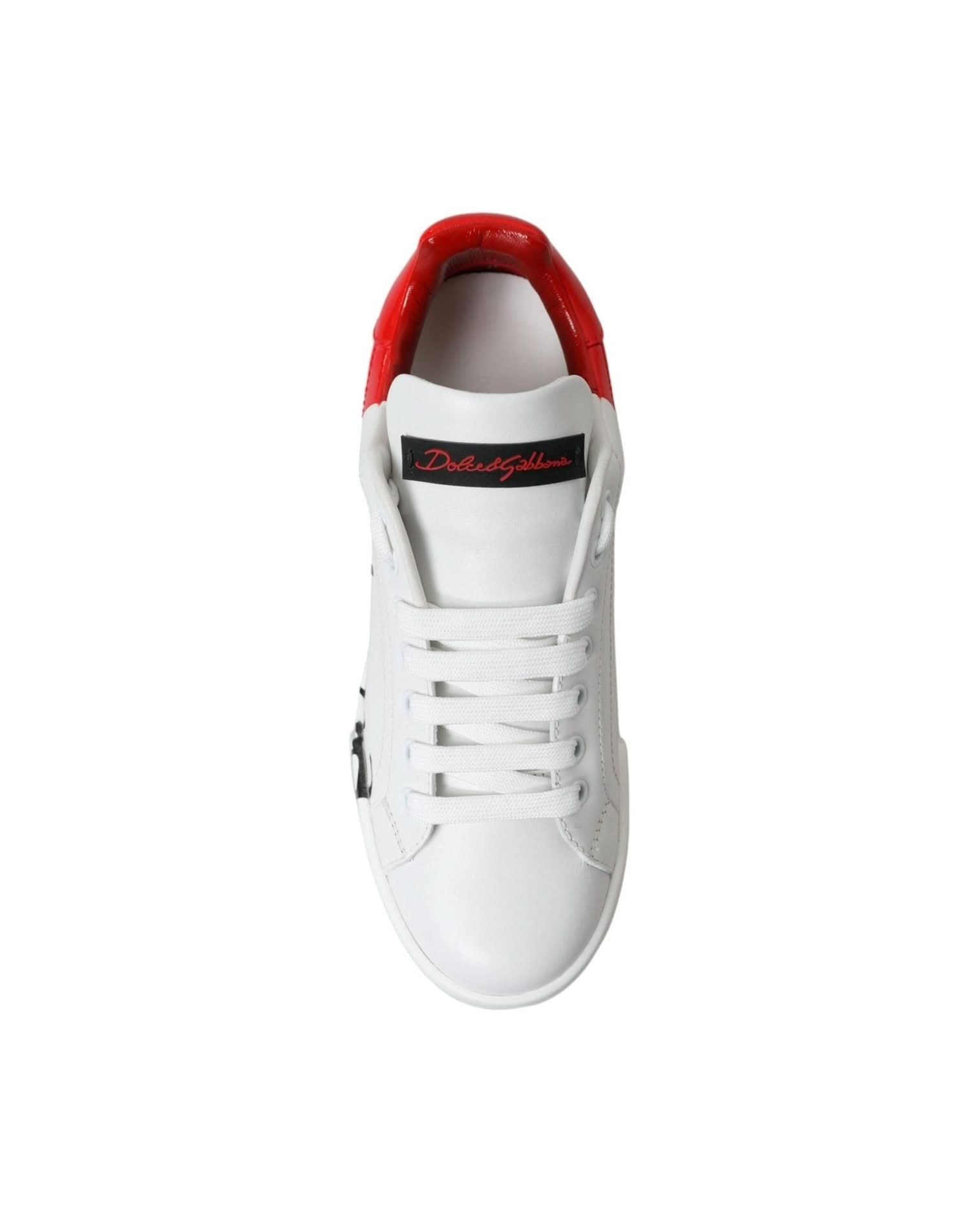 Dolce & Gabbana White Elegant Leather Portofino Sneakers Sneakers