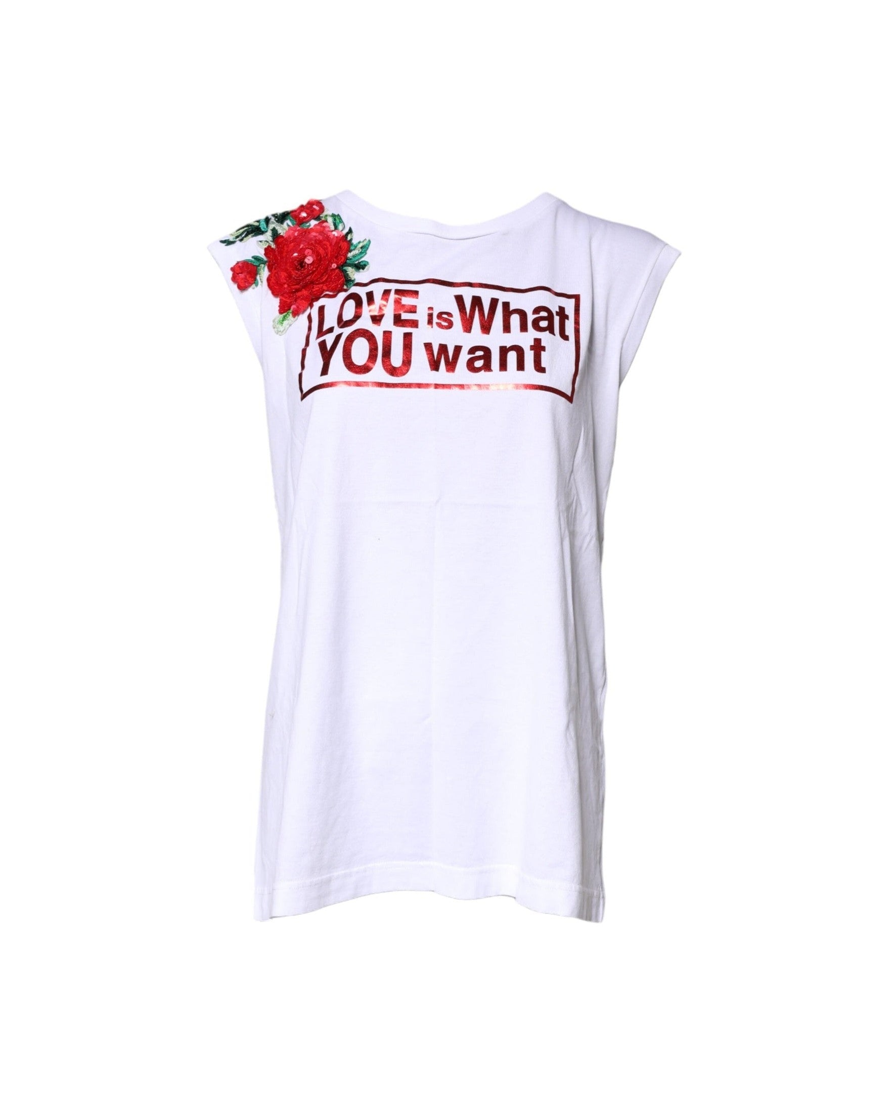 Dolce & Gabbana White Floral Graphic Print Sleeveless Tank Top Tank Tops