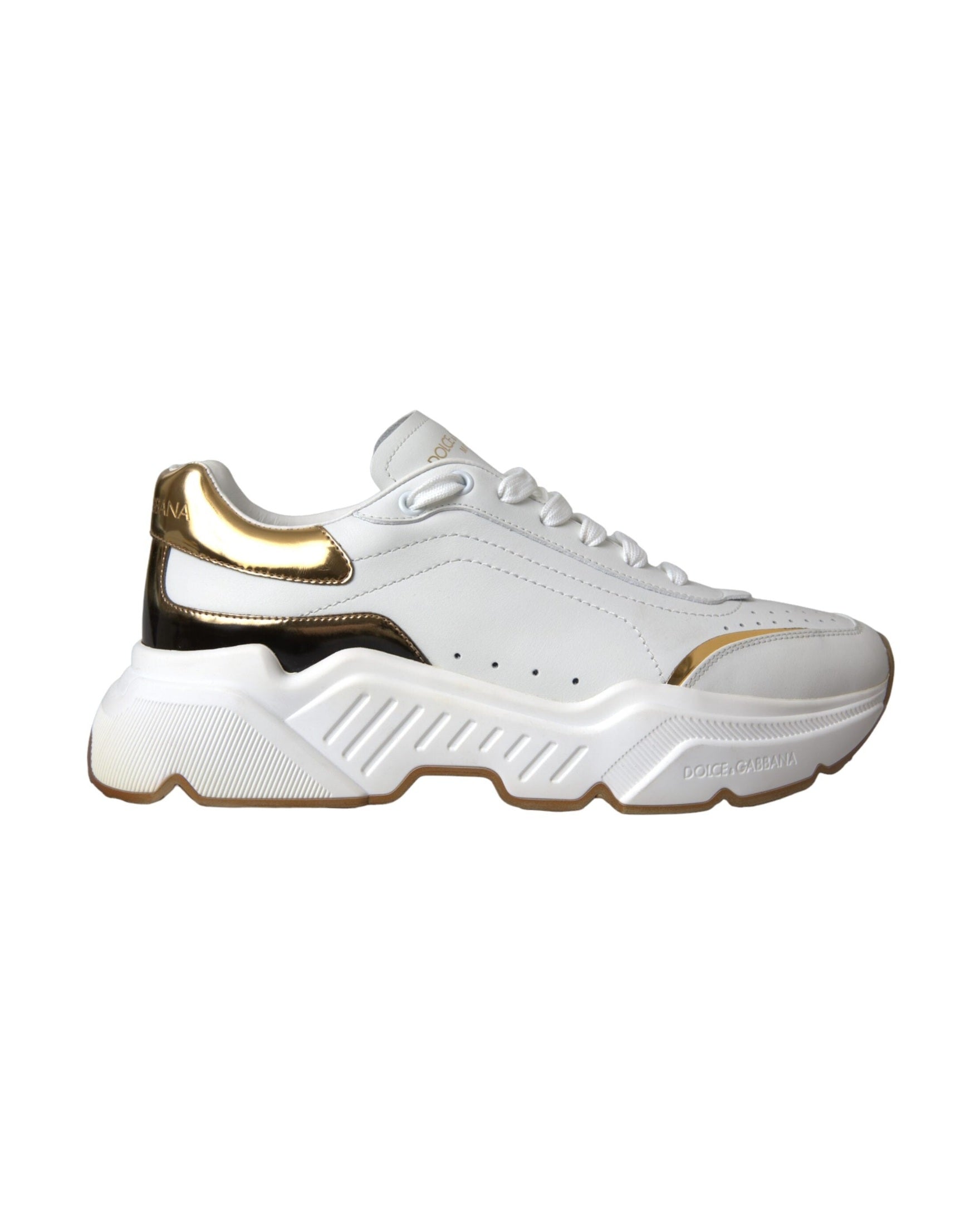 Dolce & Gabbana White Gold Daymaster Leather Sneakers Shoes Glam Steals